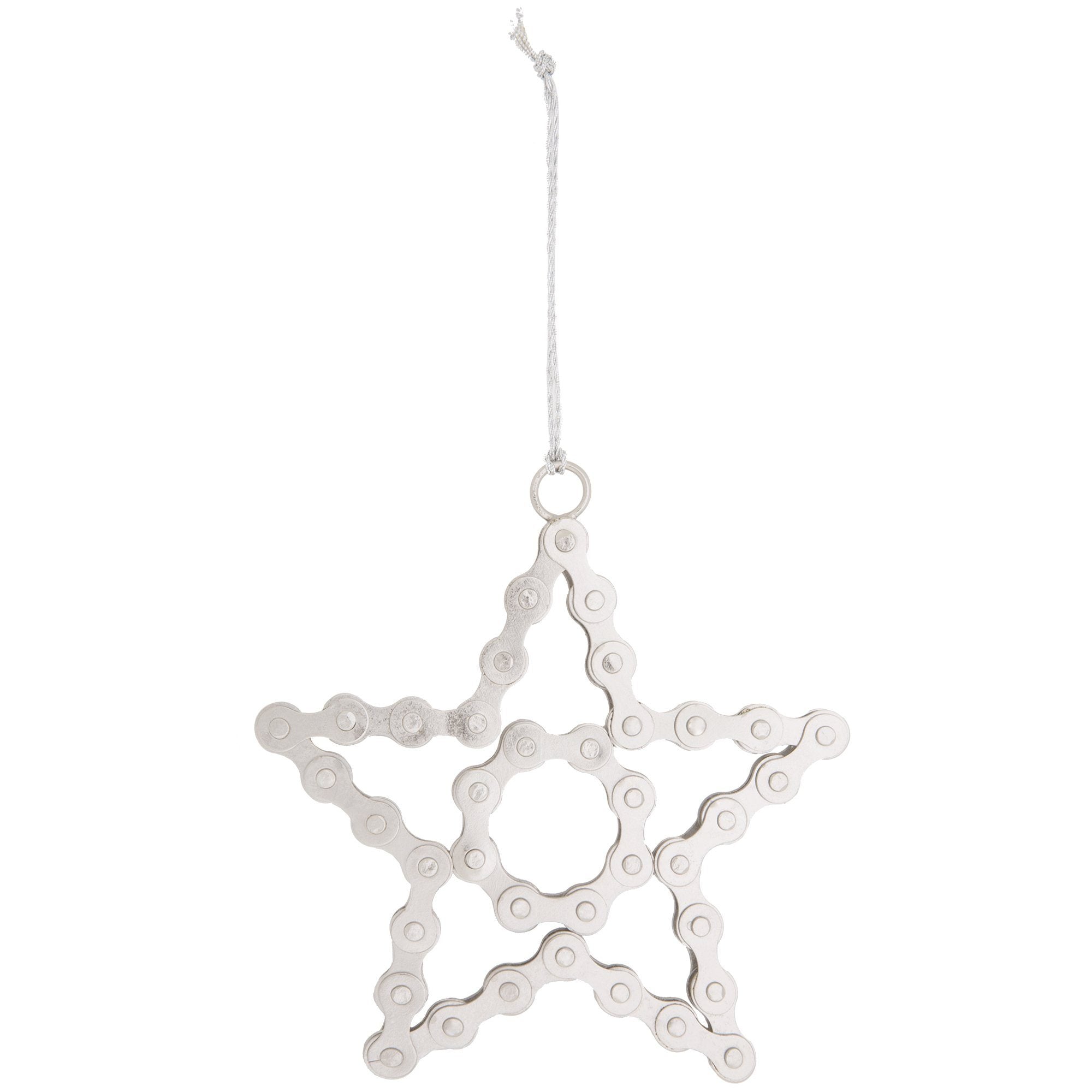 Premium Recycled Bicycle Chain Star Ornament - Eco-Friendly Holiday Decor