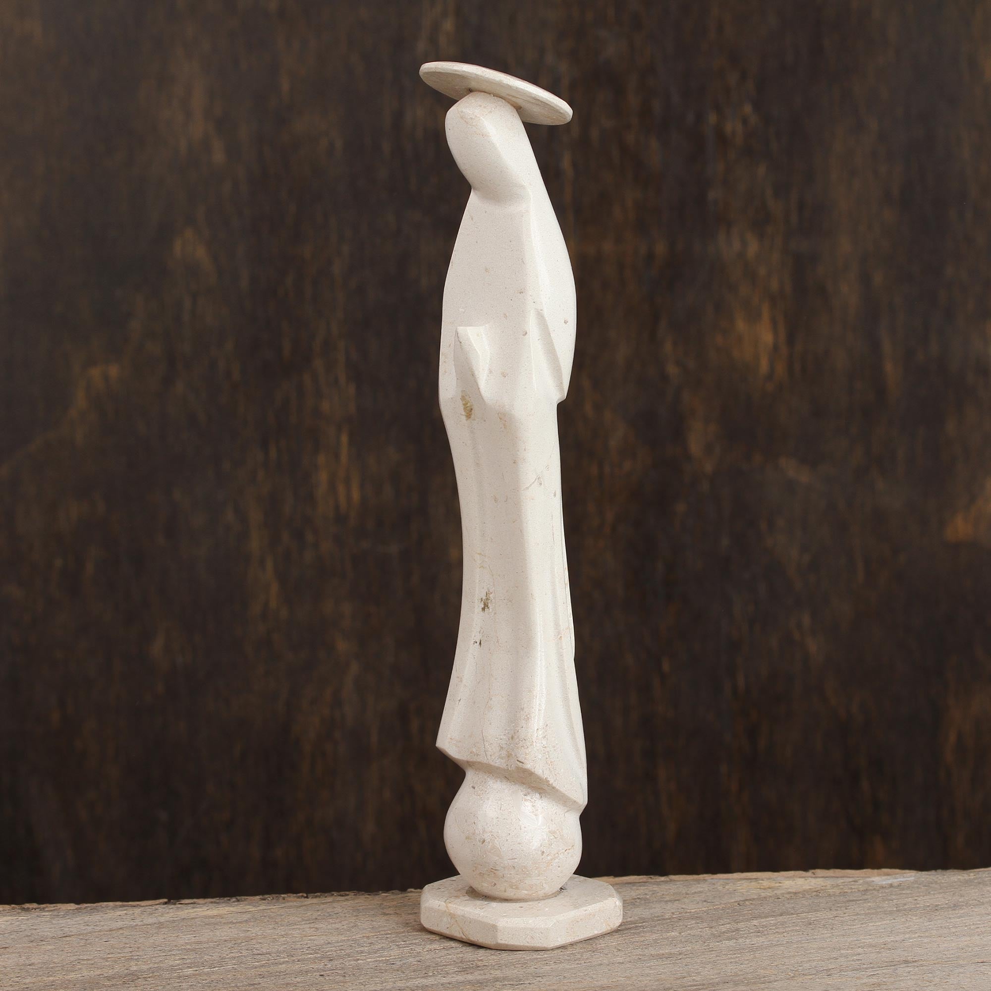 Premium White Marble Madonna Statue – Hand-Crafted Christian Art from Mexico