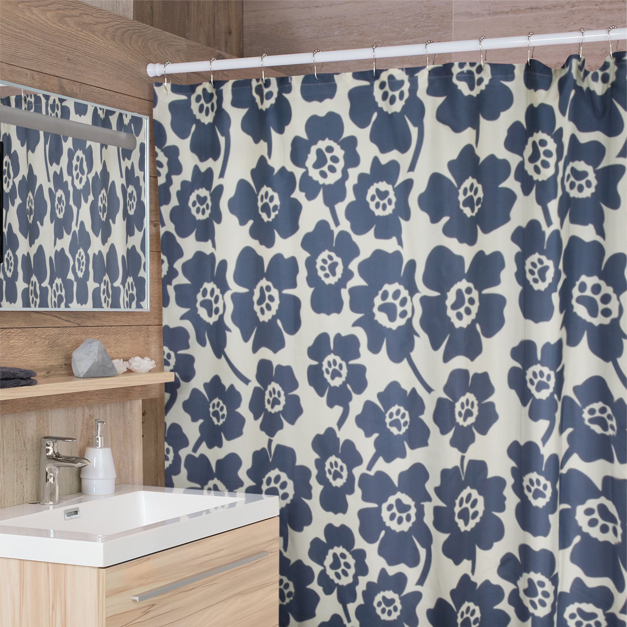 Premium Animal Lover's Shower Curtain Set with 12 Hooks - Upgrade Your Bathroom Decor
