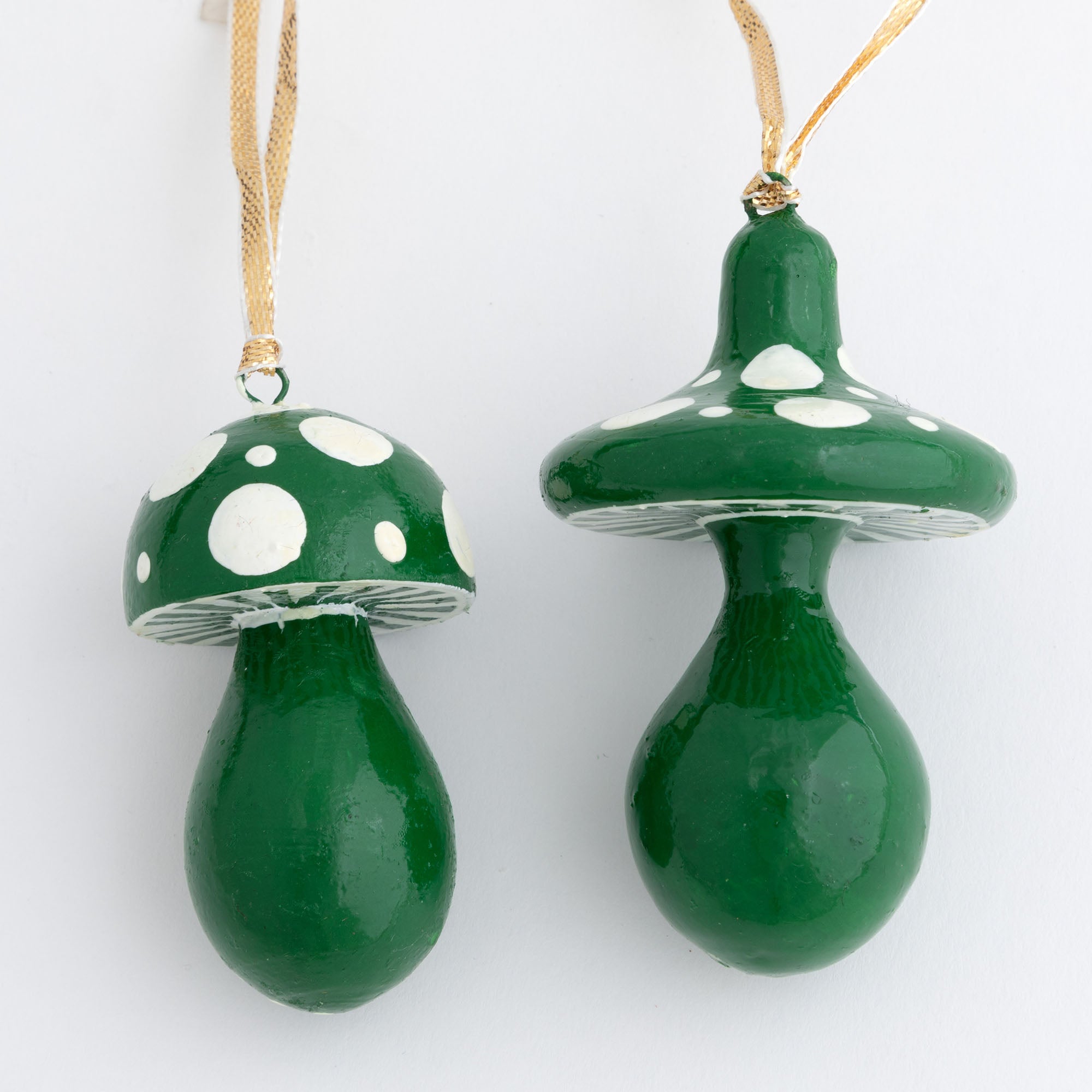 Premium Hand-Painted Mushroom Ornaments - Whimsical Christmas Set of 2