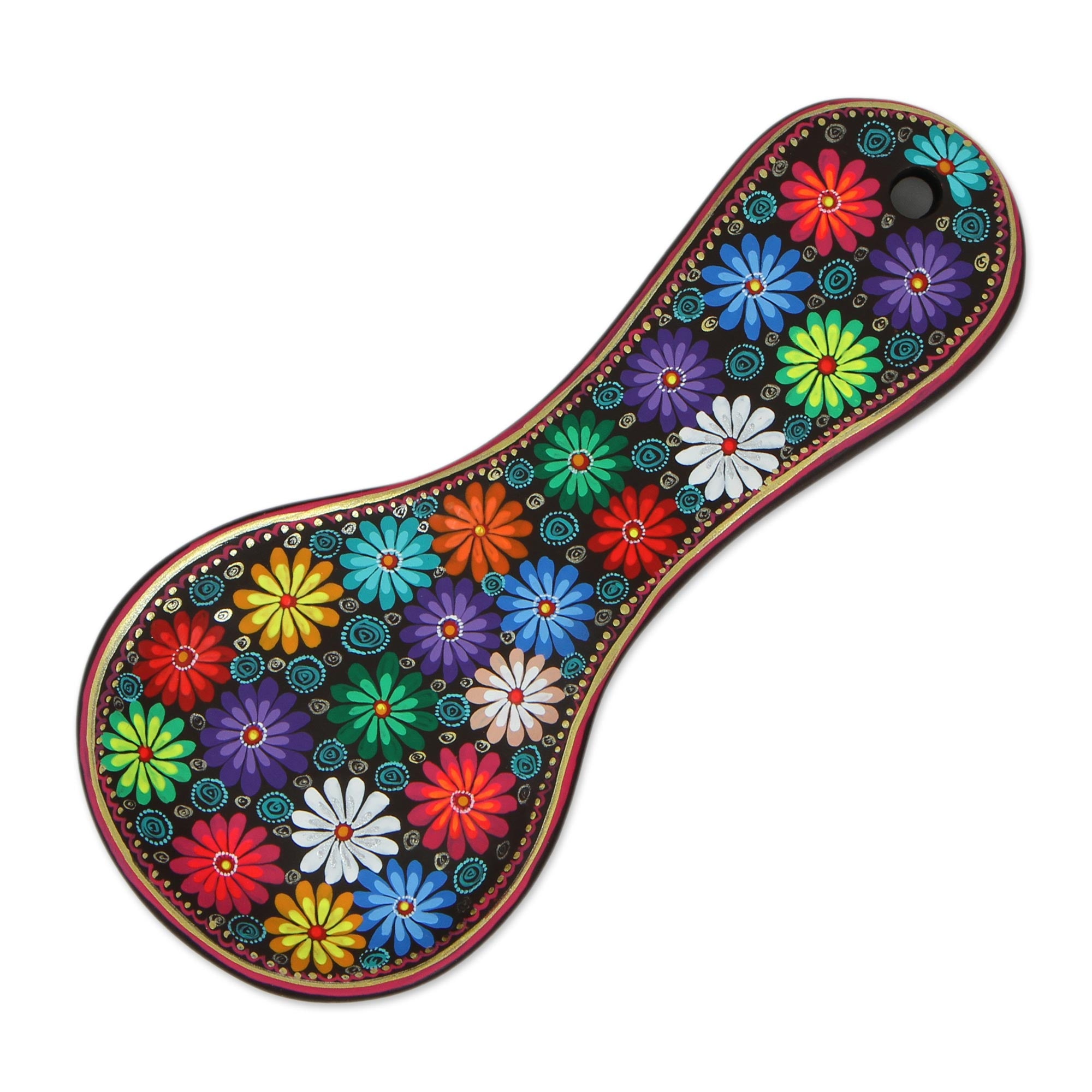 Premium Hand-Painted Floral Ceramic Spoon Rest - Hacienda Style from Mexico