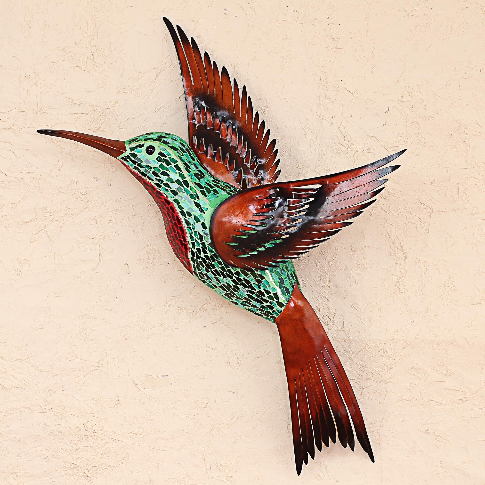Premium Green Hummingbird Wall Art – Handcrafted Iron Sculpture