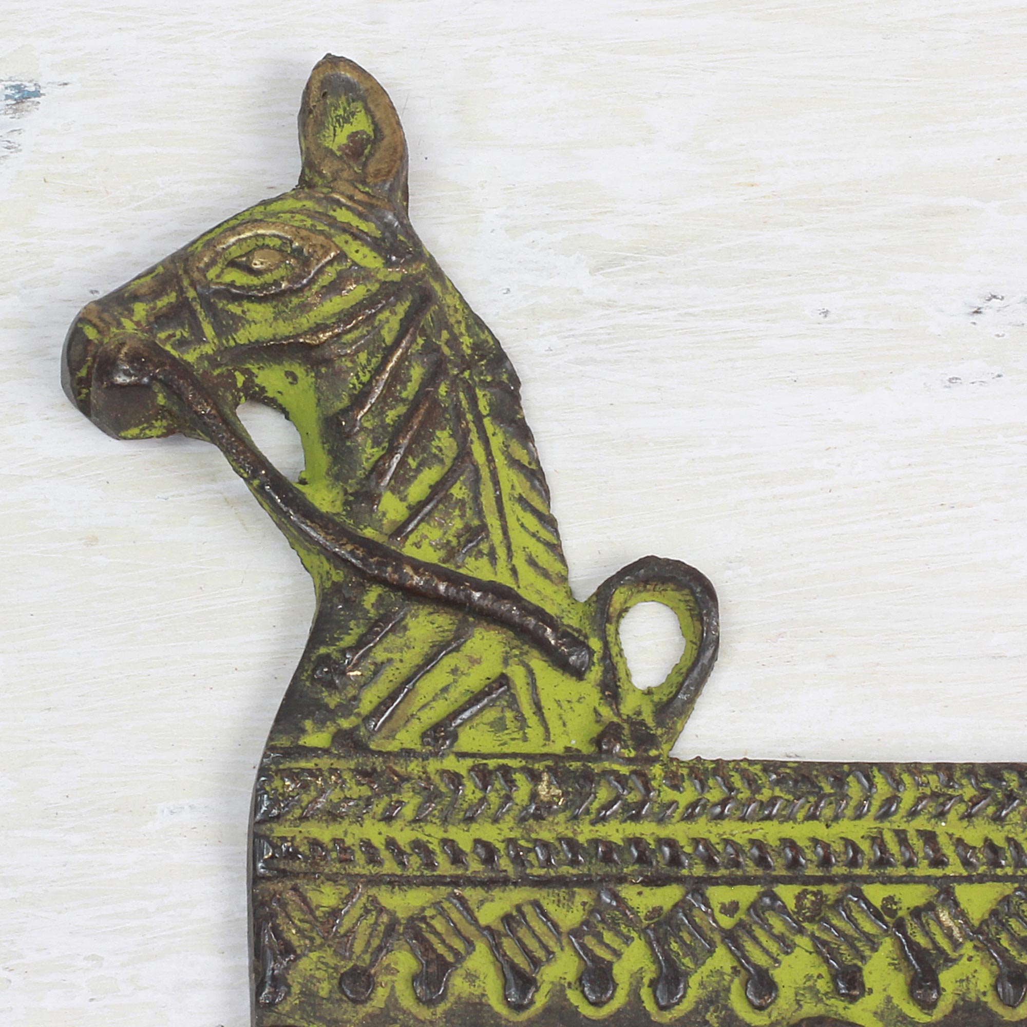 Premium Antique Brass Horse Coat Rack – Handcrafted Wall Hook Organizer from India