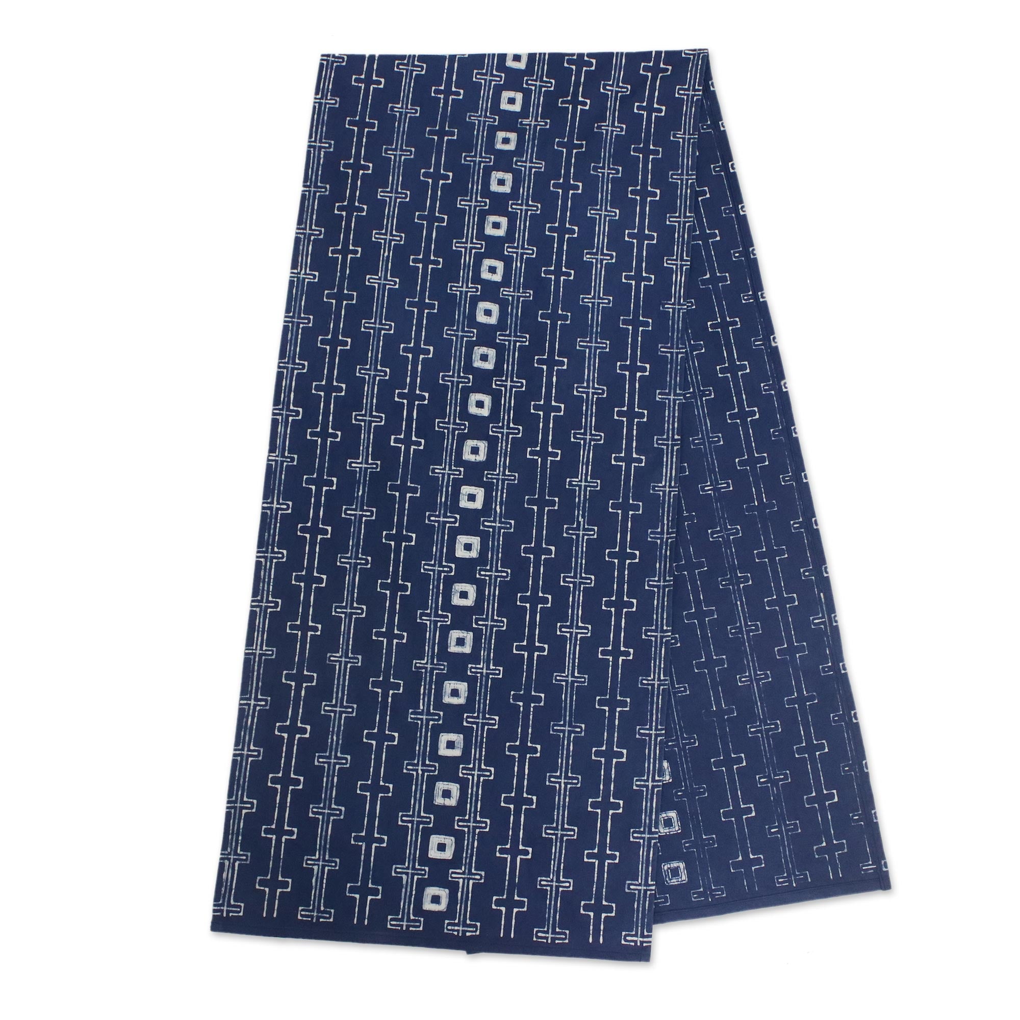 Premium Handcrafted Indigo & White Cotton Batik Table Runner - Ultimate Home Decor Upgrade