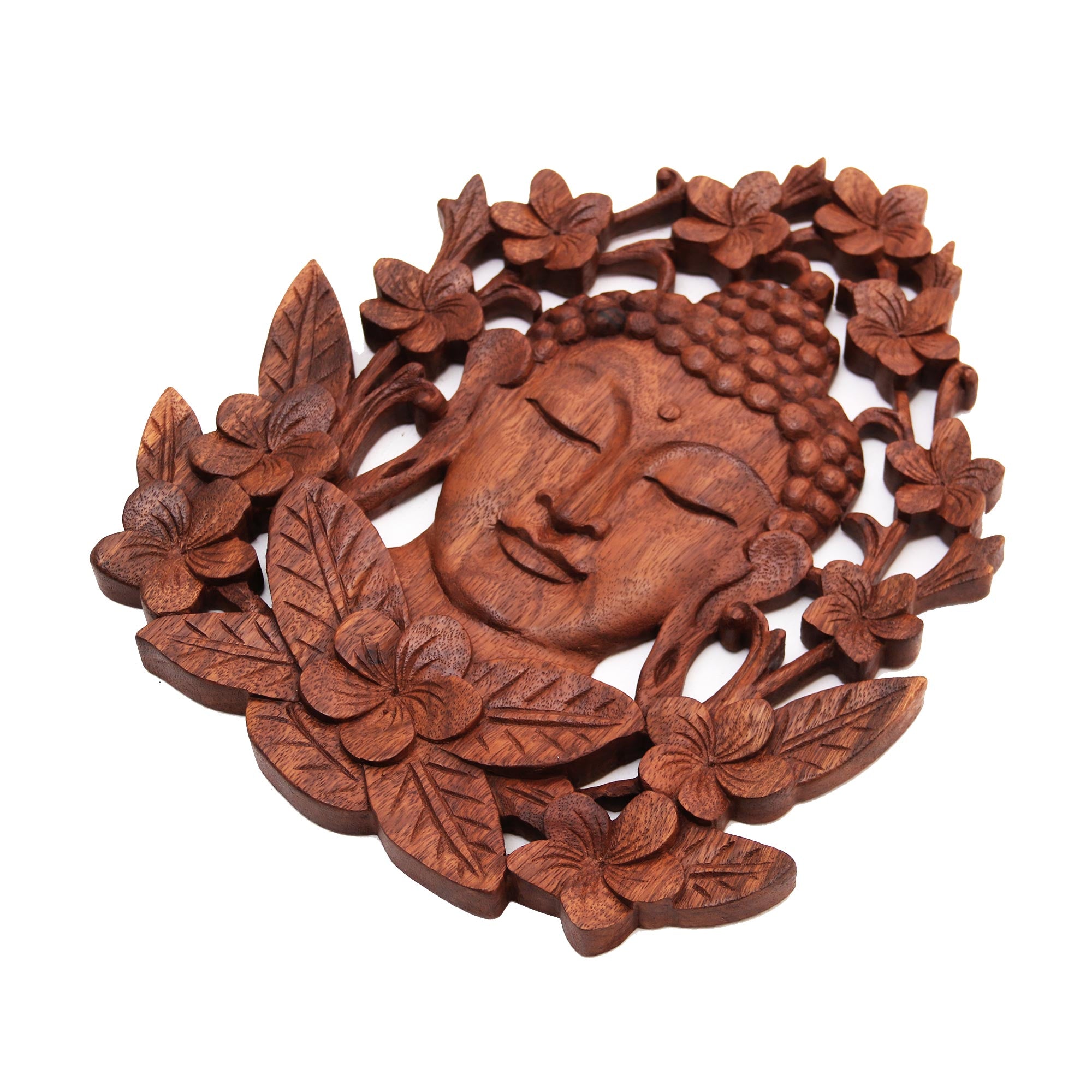 Premium Buddha Wood Relief Panel – Hand-Carved Suar Wood Art from Bali