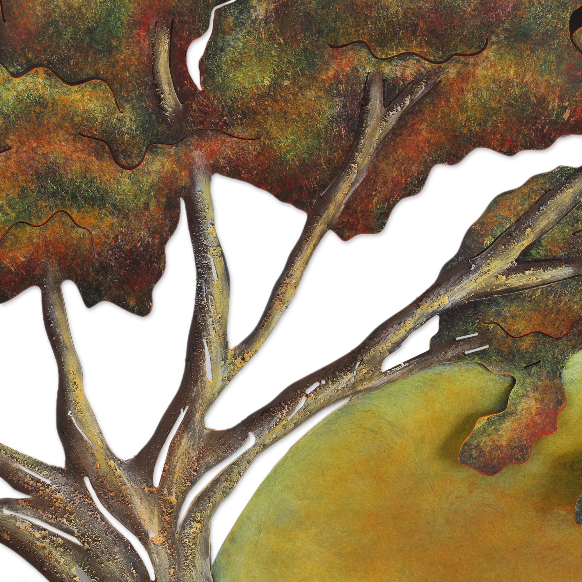 Premium Sunset Oak Steel Wall Art - Handcrafted in Mexico
