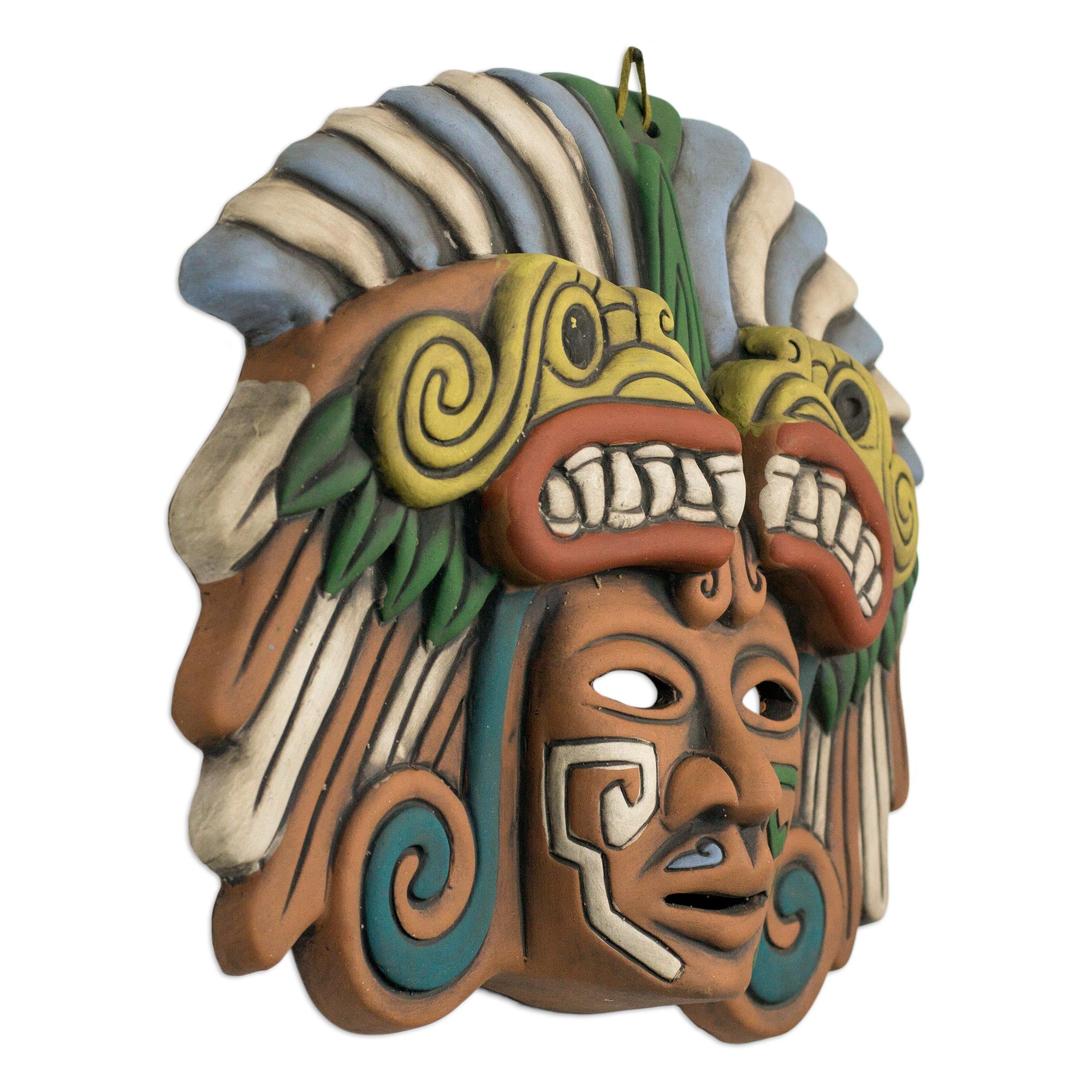 Premium Quetzalcoatl Teotihuacan Ceramic Mask - Handcrafted Artisan Collectible