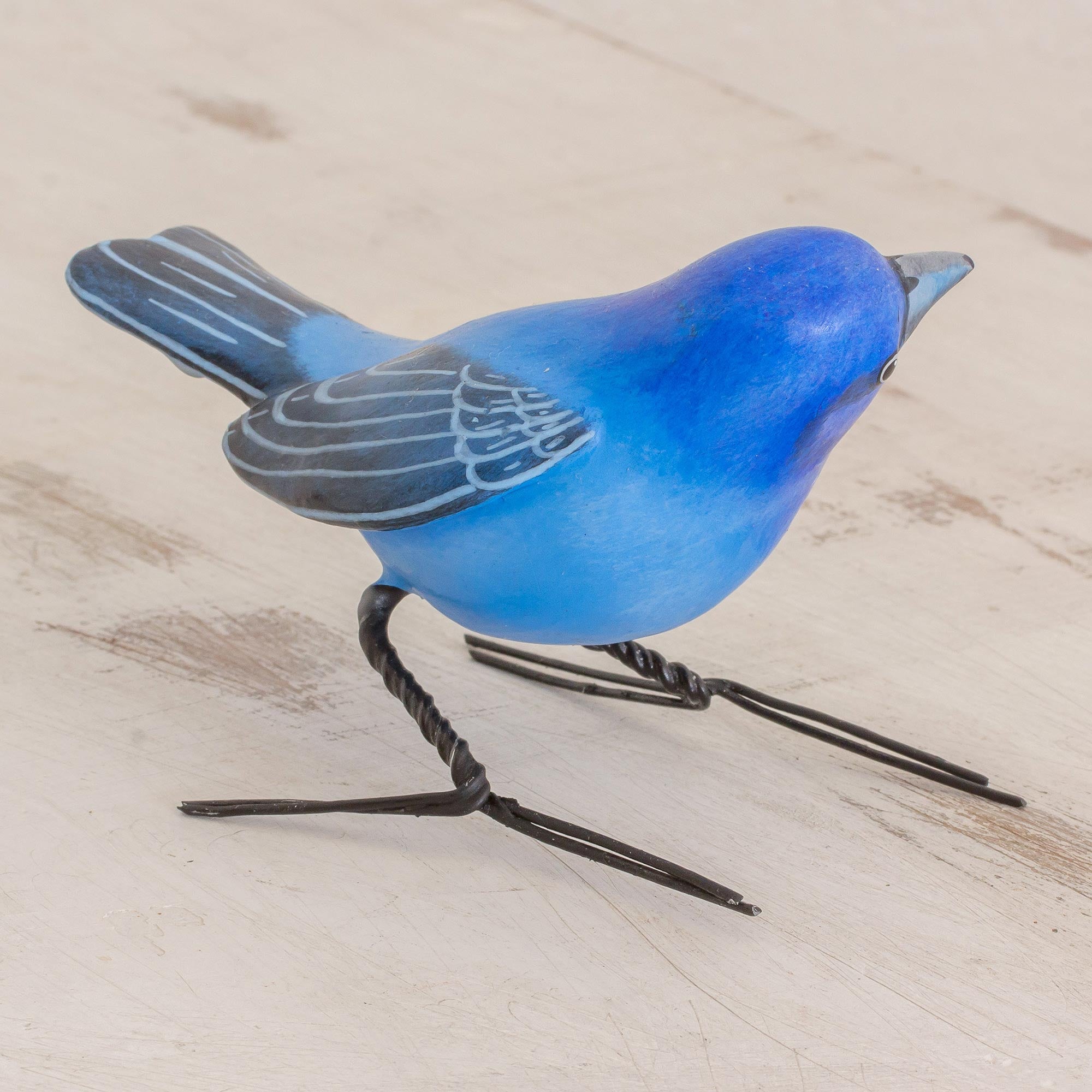Premium Handcrafted Indigo Bunting Ceramic Bird Figurine - Ultimate Home Decor