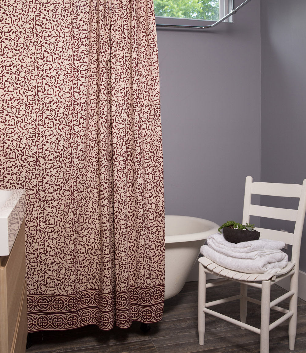 Premium Handcrafted Batik Shower Curtain - Chain Pattern