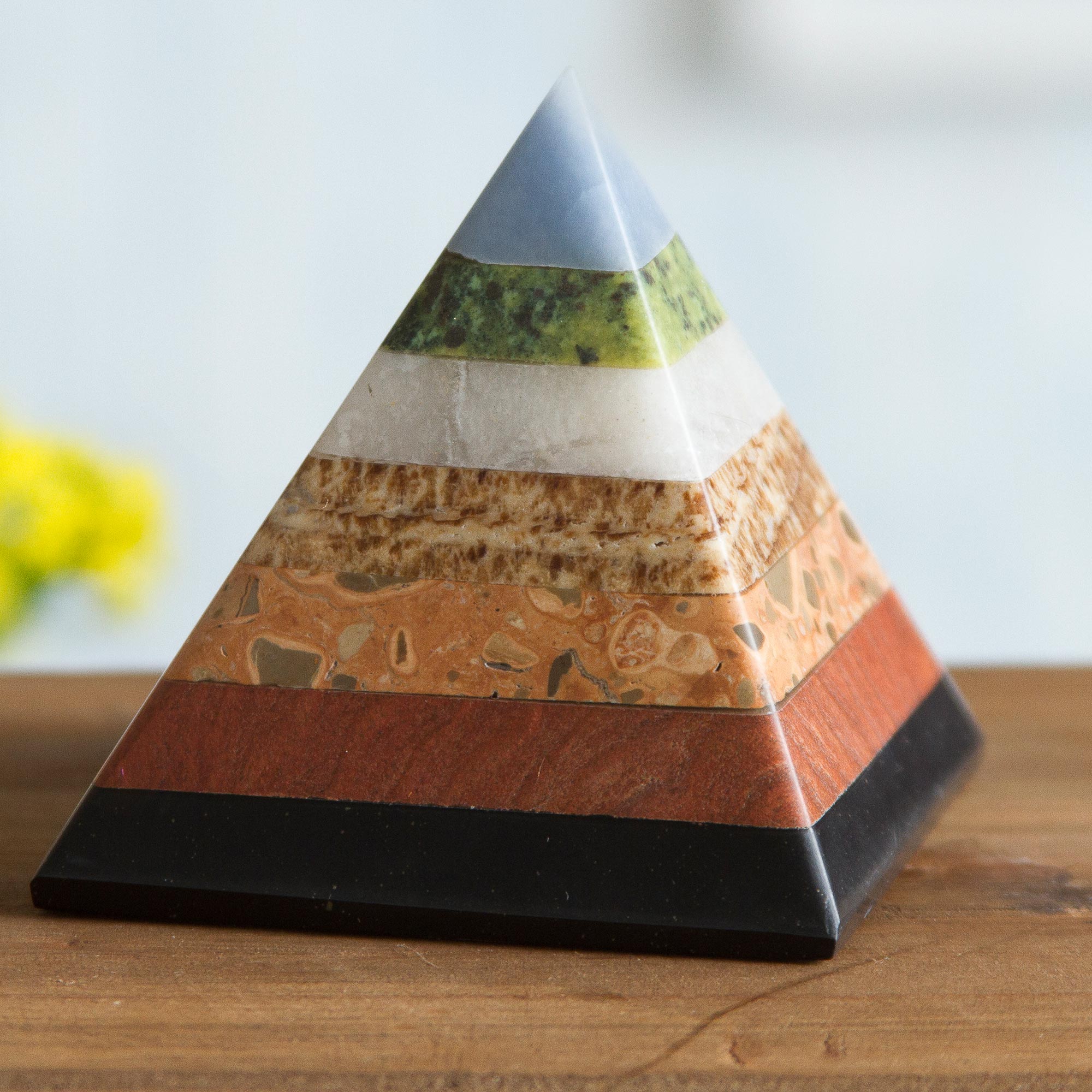 Premium Positive Energy Multi-Gemstone Pyramid – Handcrafted in Peru