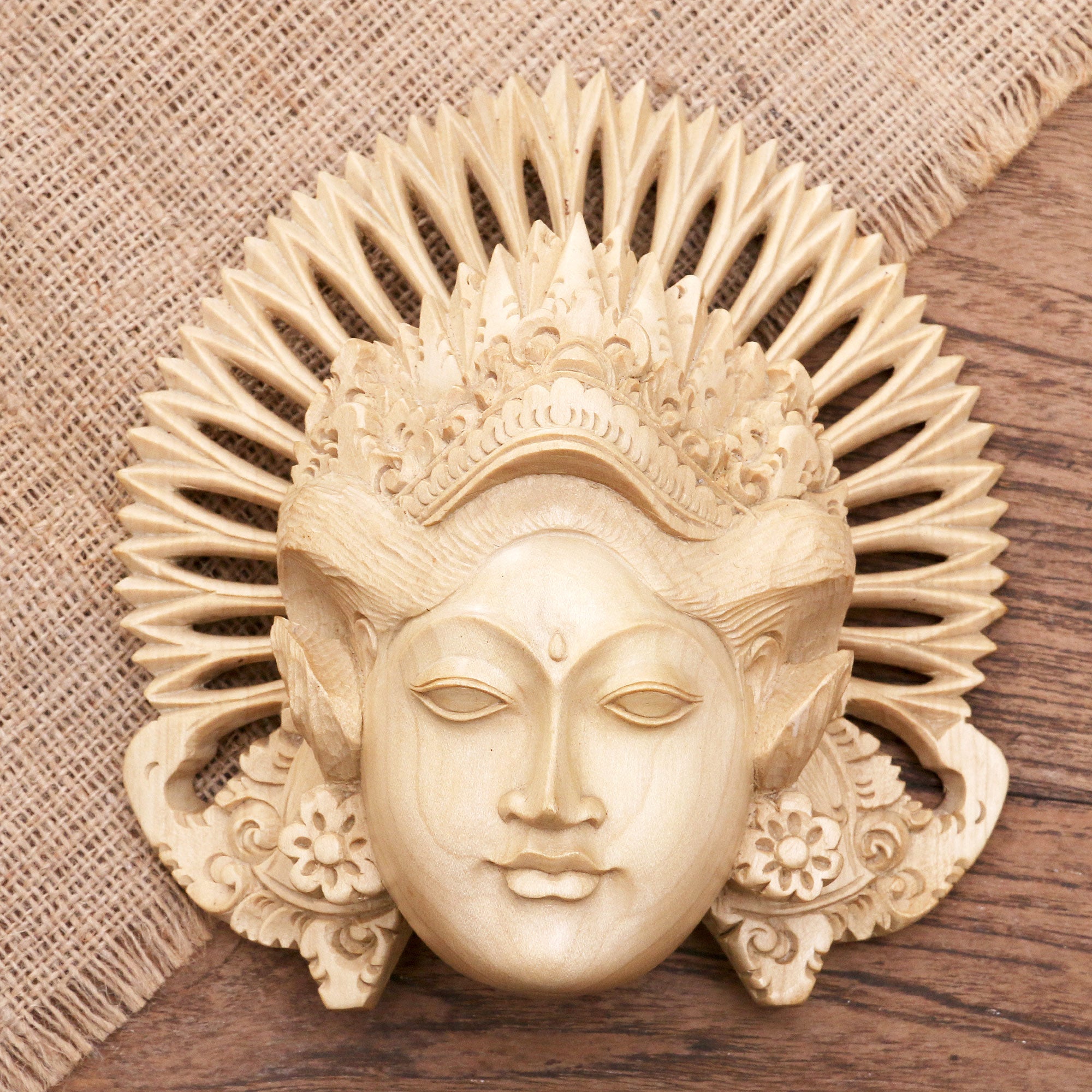 Premium Hand-Carved Janger Dancer Wood Mask from Bali