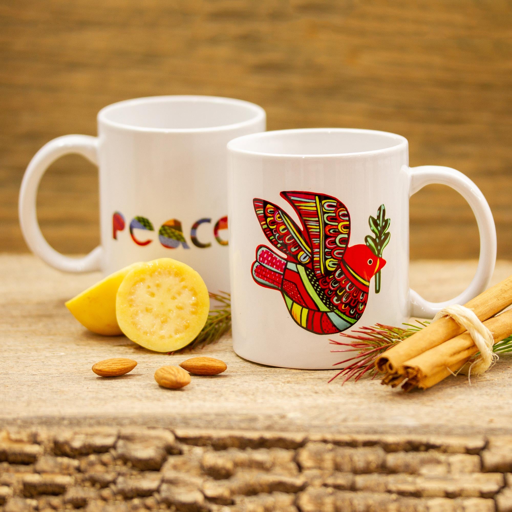 Premium Hand-Painted Red Peace Dove Ceramic Mug from Mexico