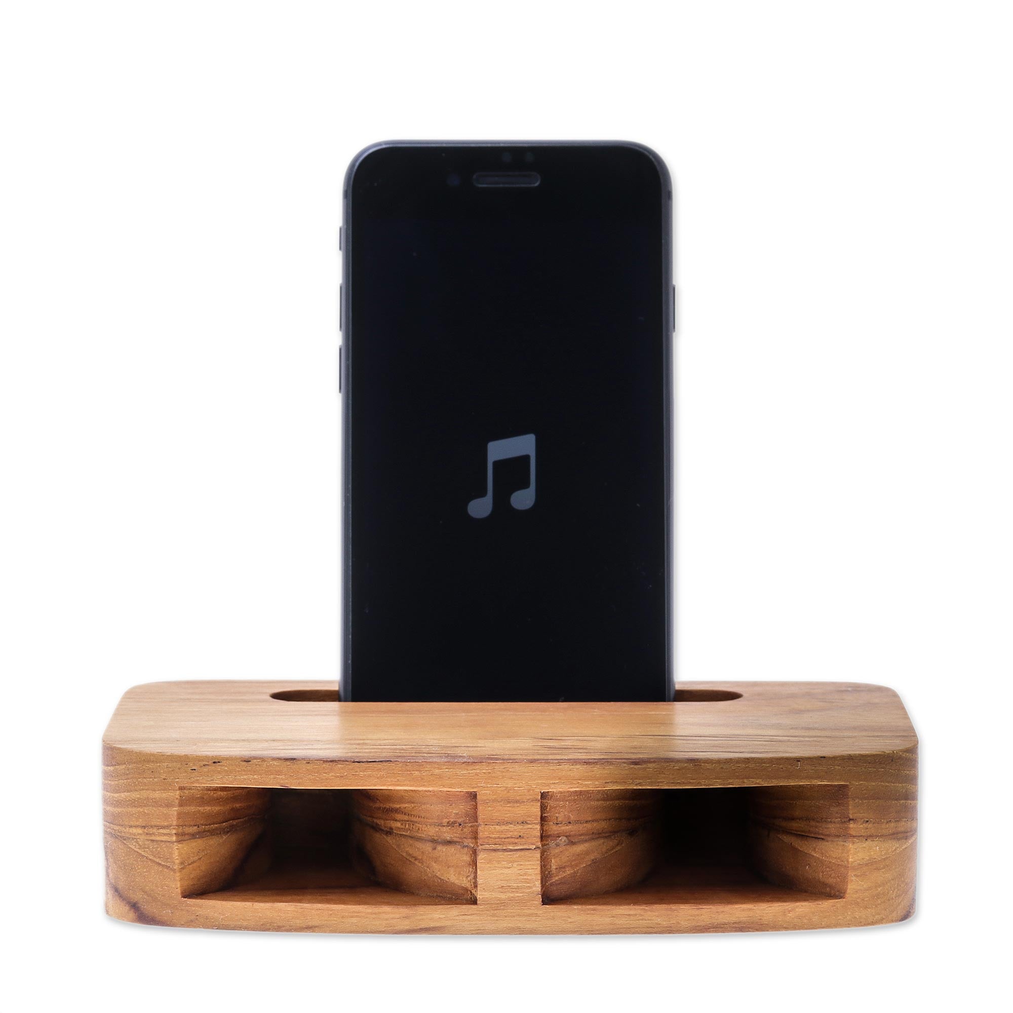 Premium Teak Decibel Dual-Horn Wooden Phone Speaker - Handcrafted in Thailand