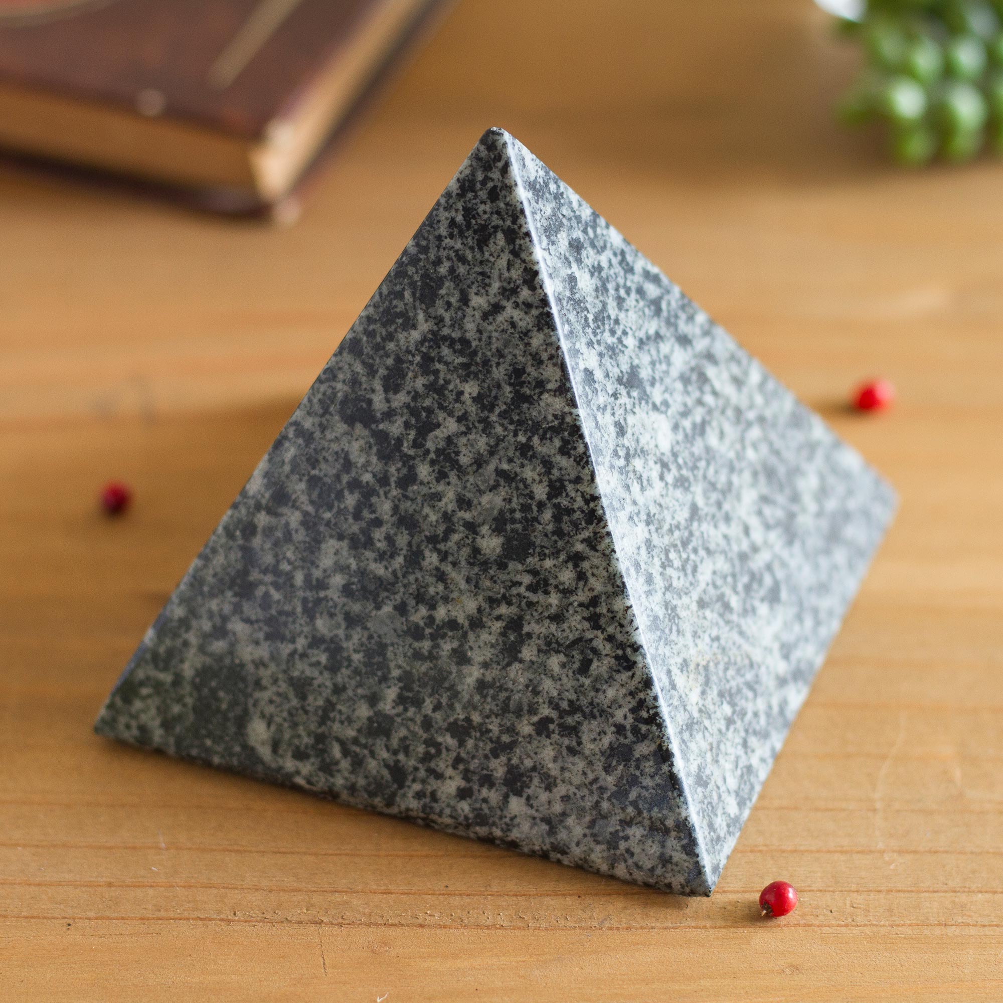 Premium Speckled Tourmaline & Quartz Pyramid – 3 Inch Handcrafted Gemstone Decor