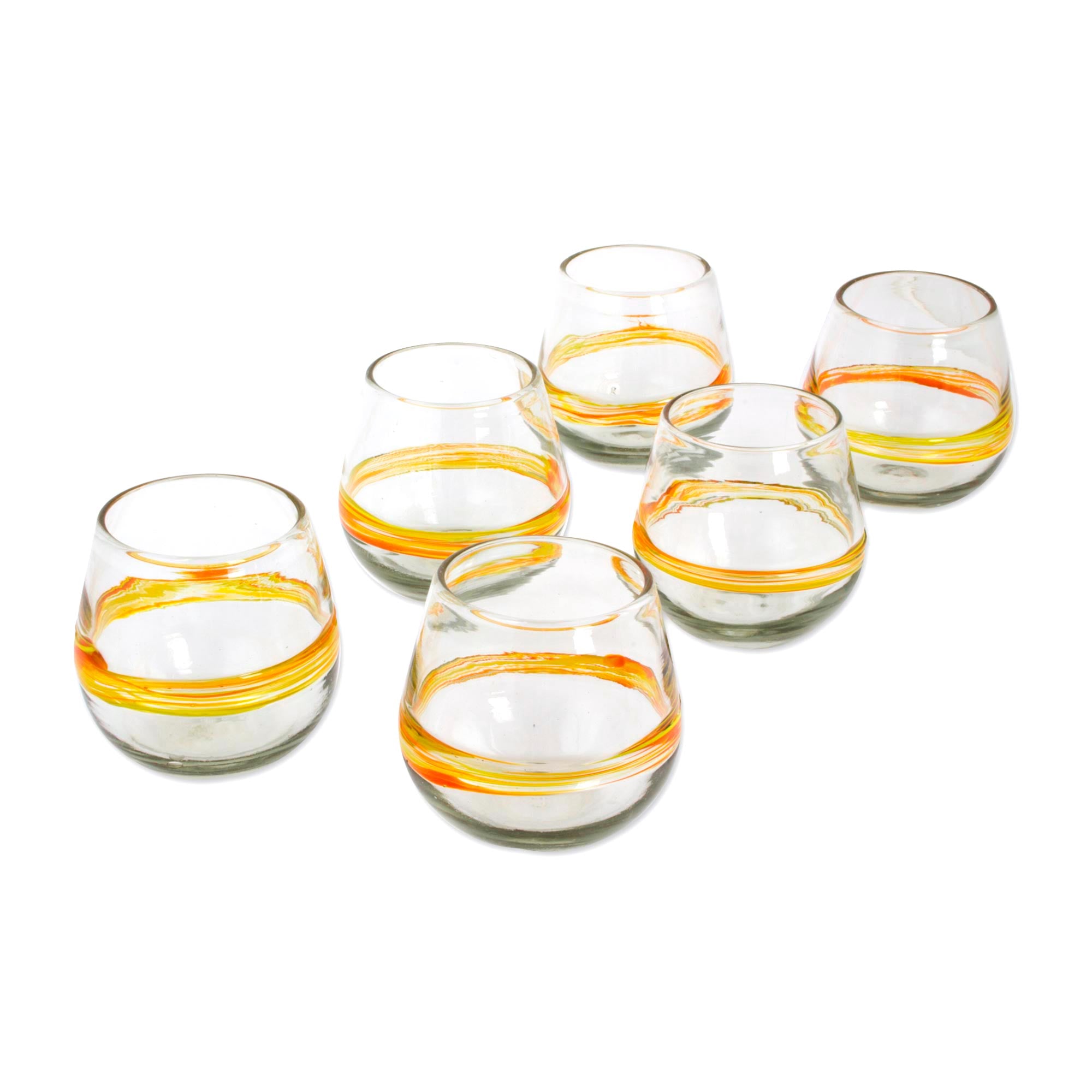 Premium Handblown Recycled Glasses - Round Ribbon of Sunshine Collection