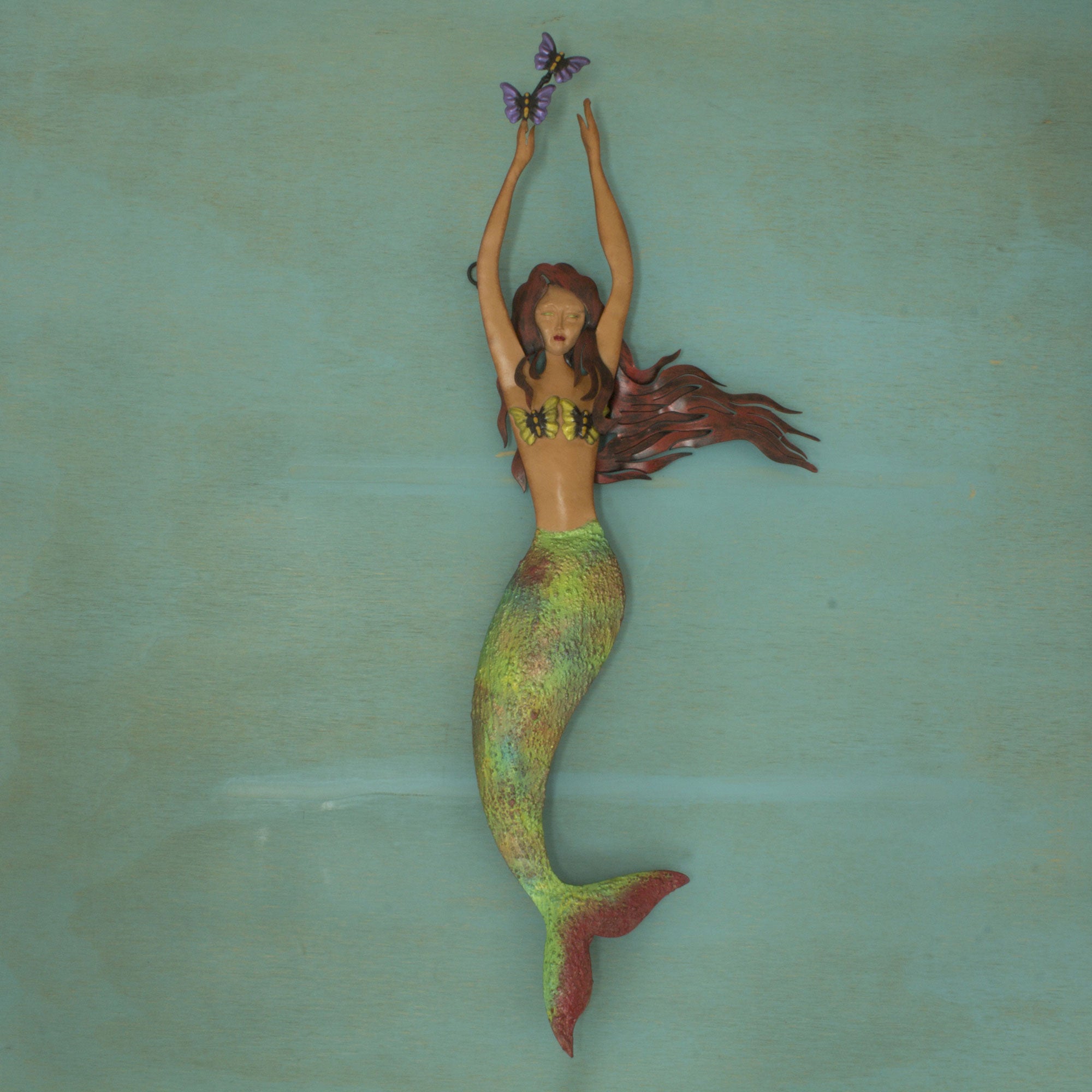 Premium Handcrafted Mermaid and Butterfly Iron Wall Sculpture