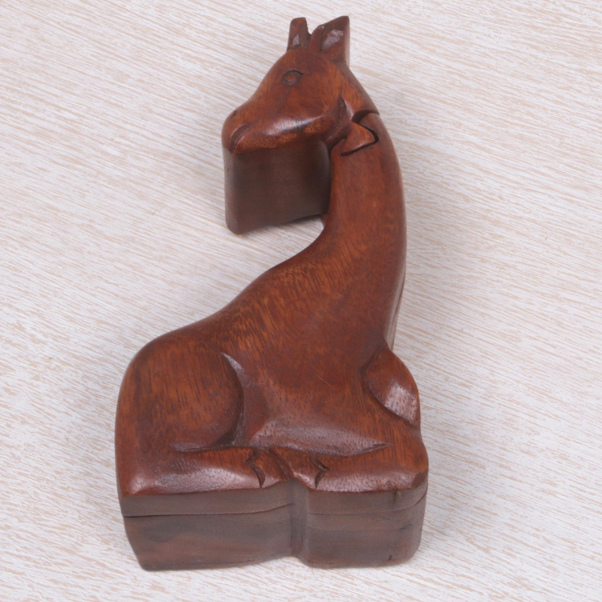 Premium Handcrafted Giraffe Puzzle Box - Unique Indonesian Wood Art