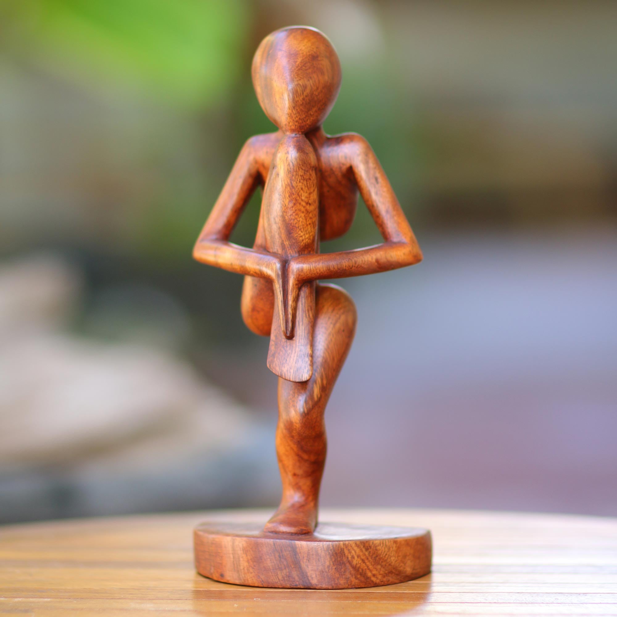 Premium Single Prop Yoga Meditation Sculpture - Handcrafted Suar Wood Art