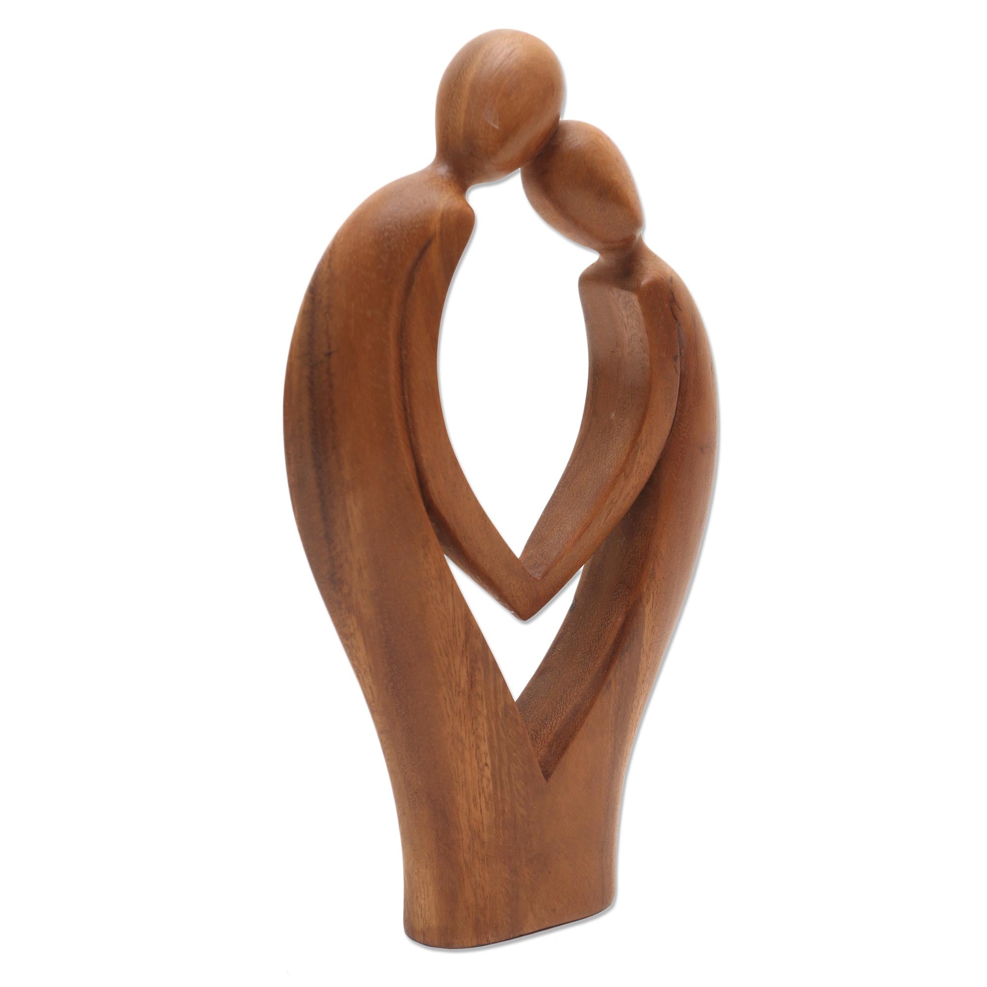 Premium Handcrafted Suar Wood Couple Sculpture - 'Commitment'