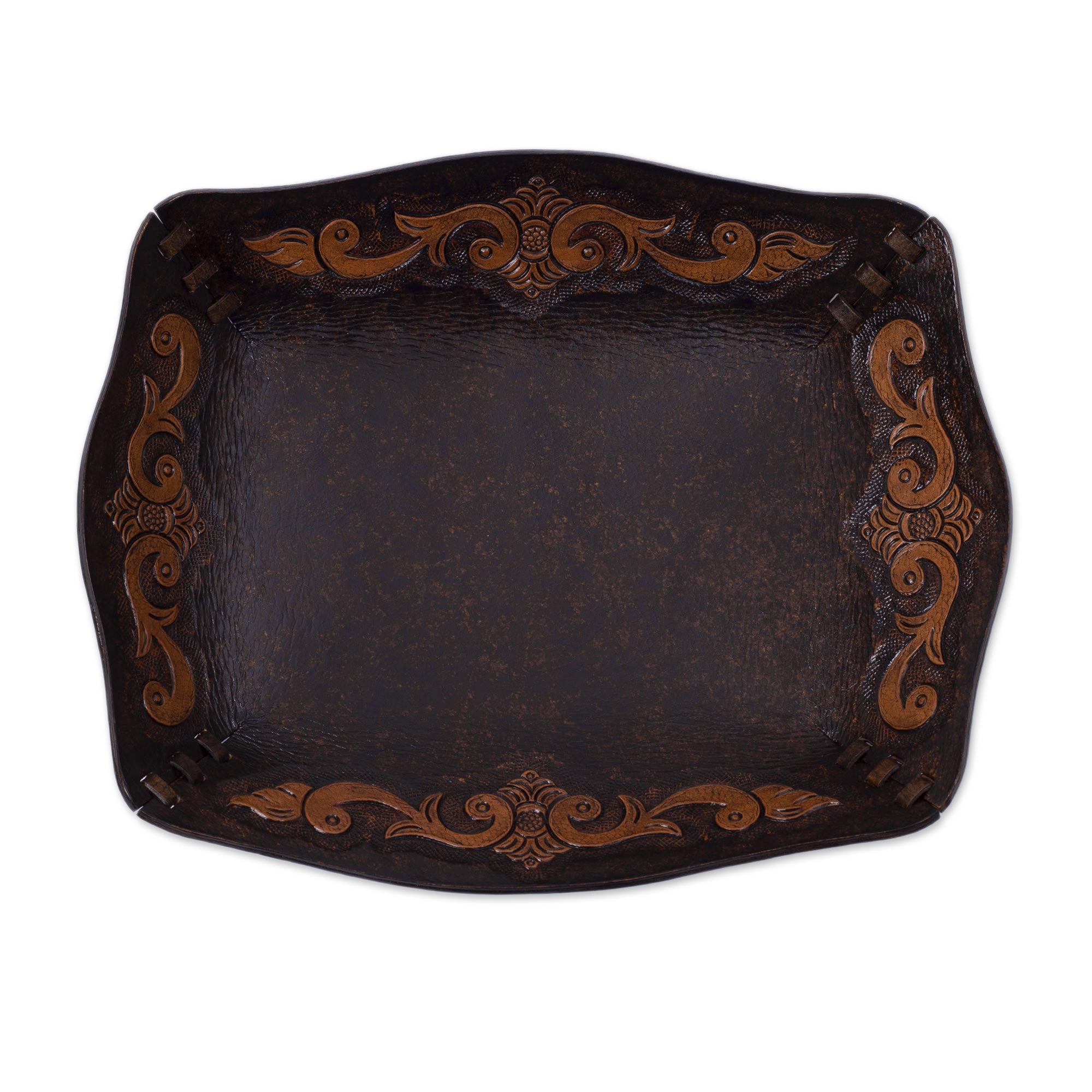 Premium Spanish Viceroy Peru Handcrafted Leather Colonial Art Catchall – Ultimate Decorative Organizer