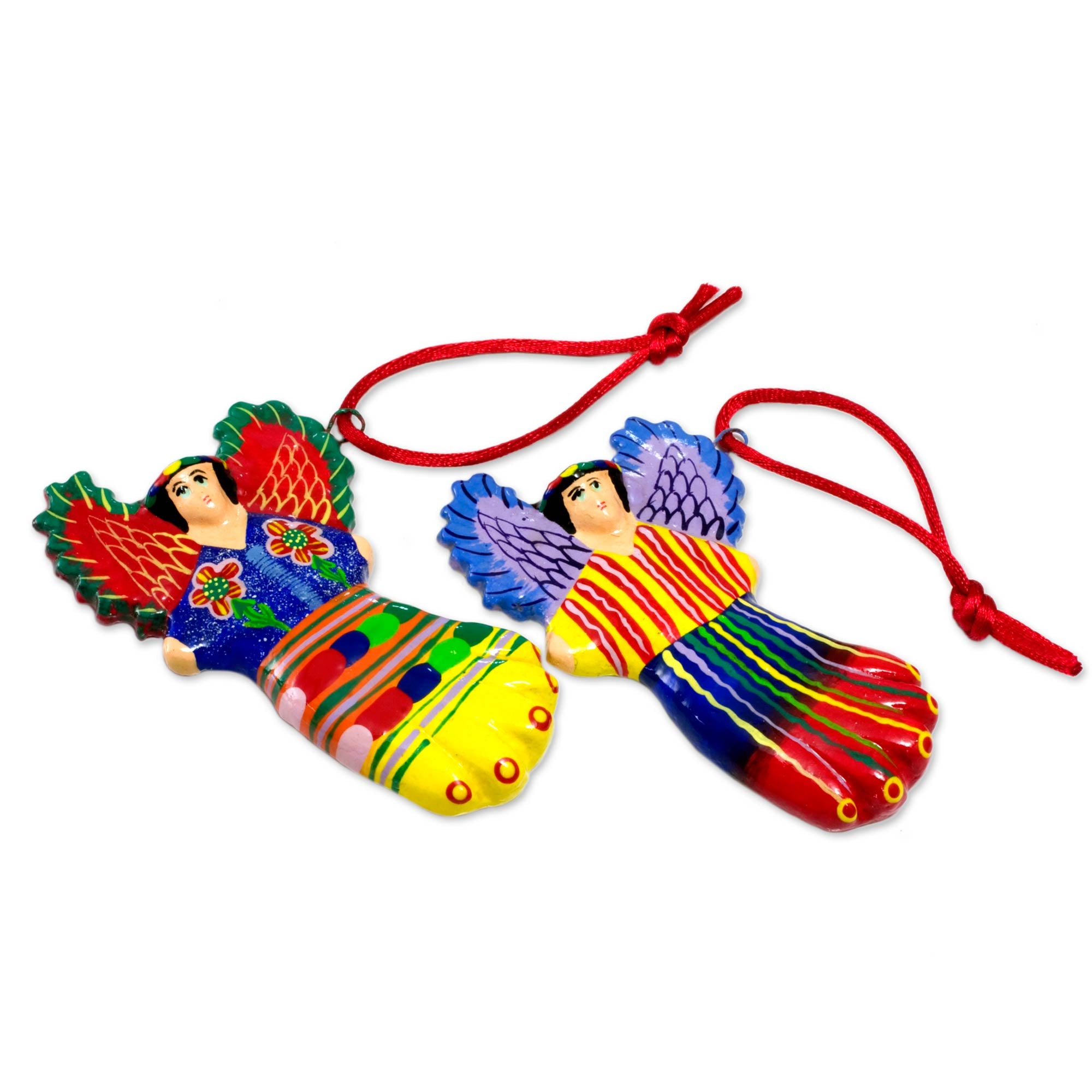 Premium Handmade Wishing Angels - Ceramic Holiday Ornament Set