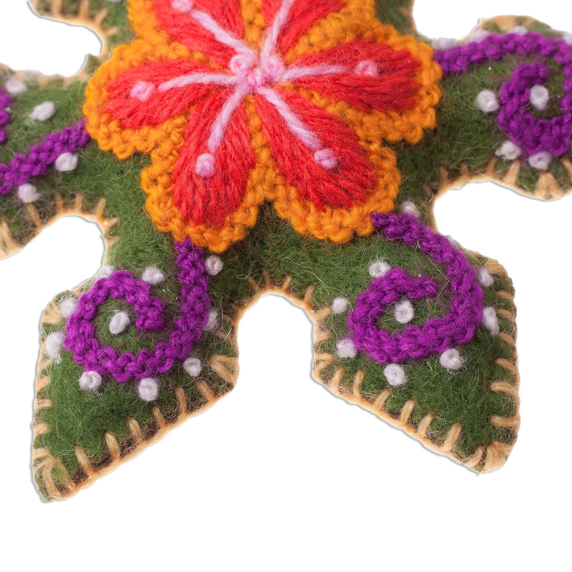 Premium Handcrafted Peruvian Wool Snowflake Ornaments - Set of 3