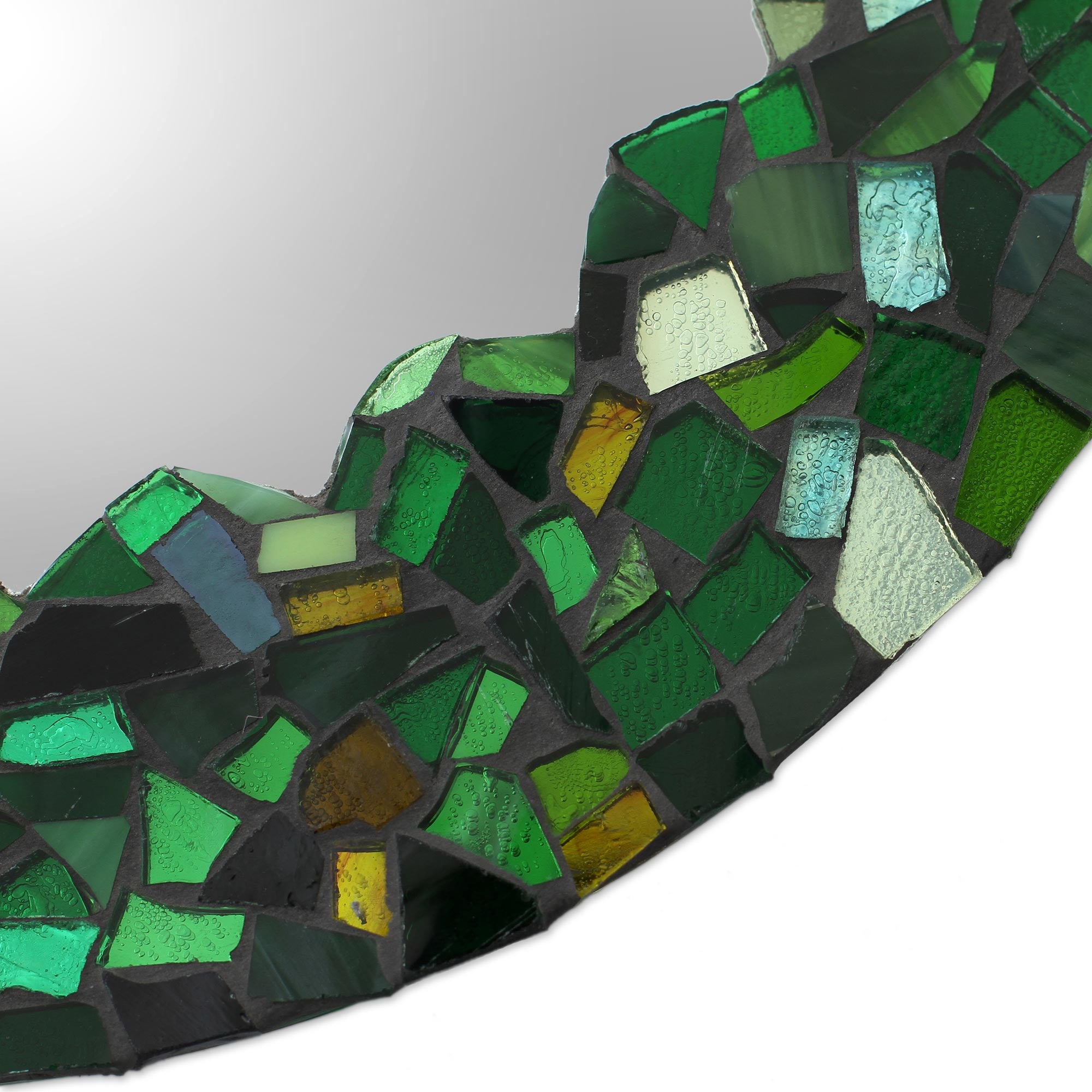 Premium Handcrafted Emerald Green Glass Mosaic Wall Mirror – Mexican Artisan Craft