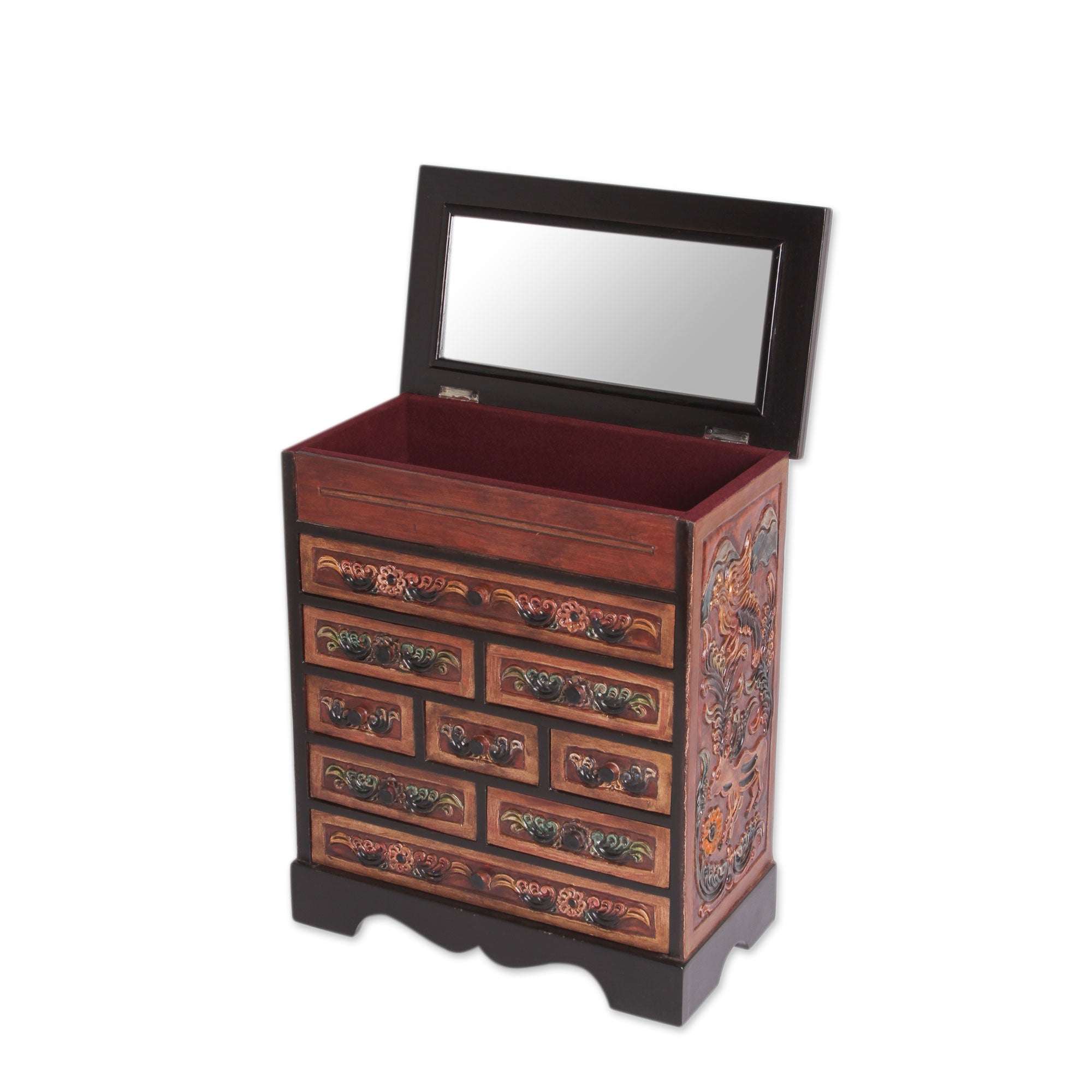 Premium Handcrafted Cedar and Leather Jewelry Organizer with Mirror