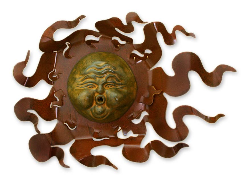 Premium Solar Wind Steel Wall Art - Handcrafted Iron & Ceramic Sculpture