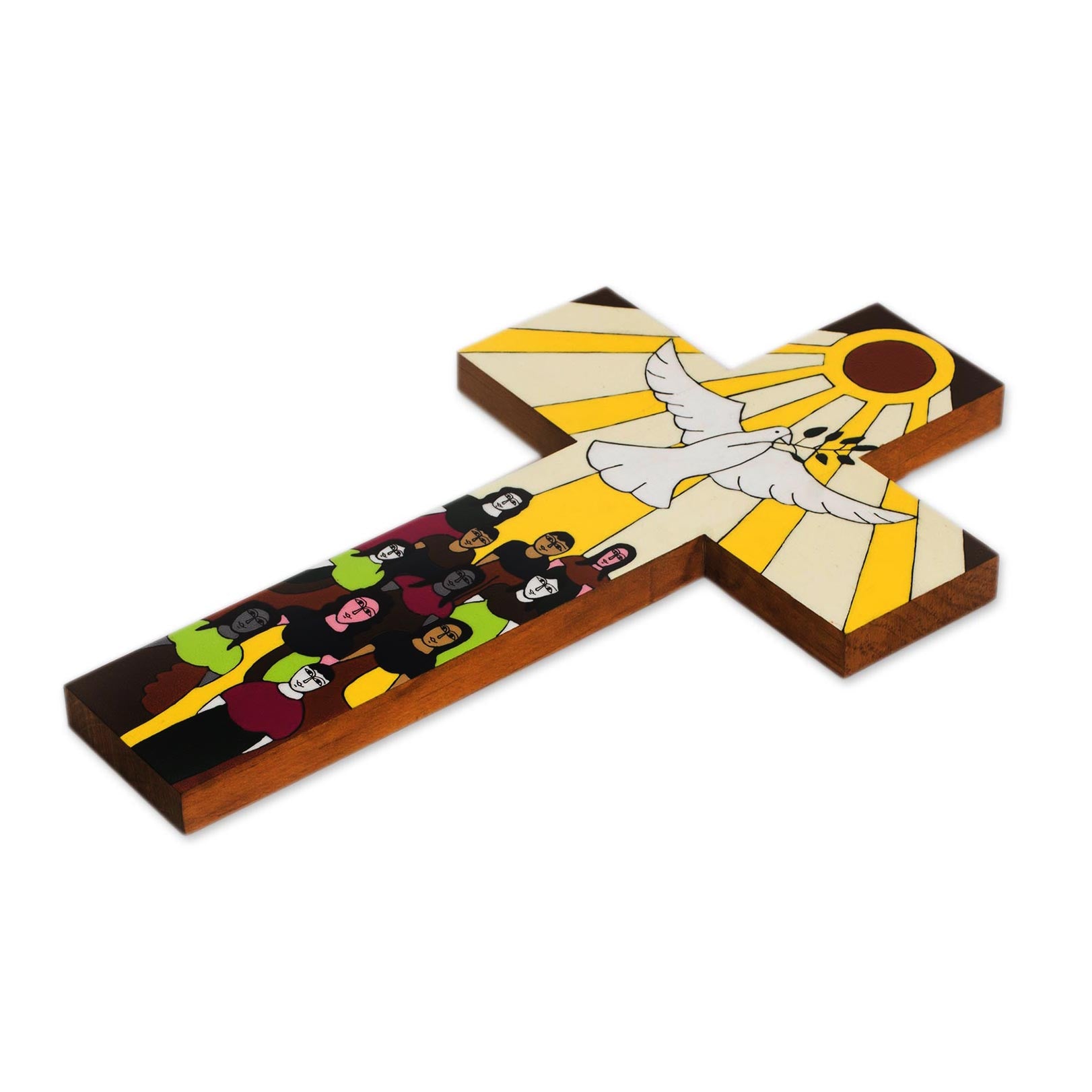 Premium Hand-Painted Peace Dove Pinewood Wall Cross