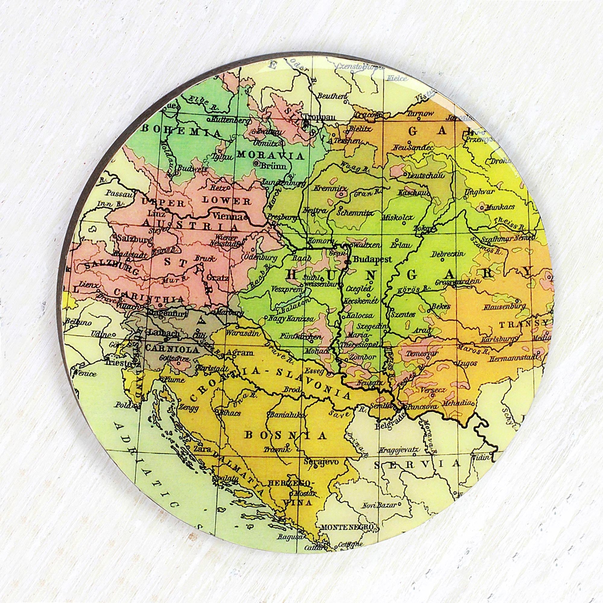 Premium Round Wooden World Map Coasters Set of 5 - Handcrafted in India