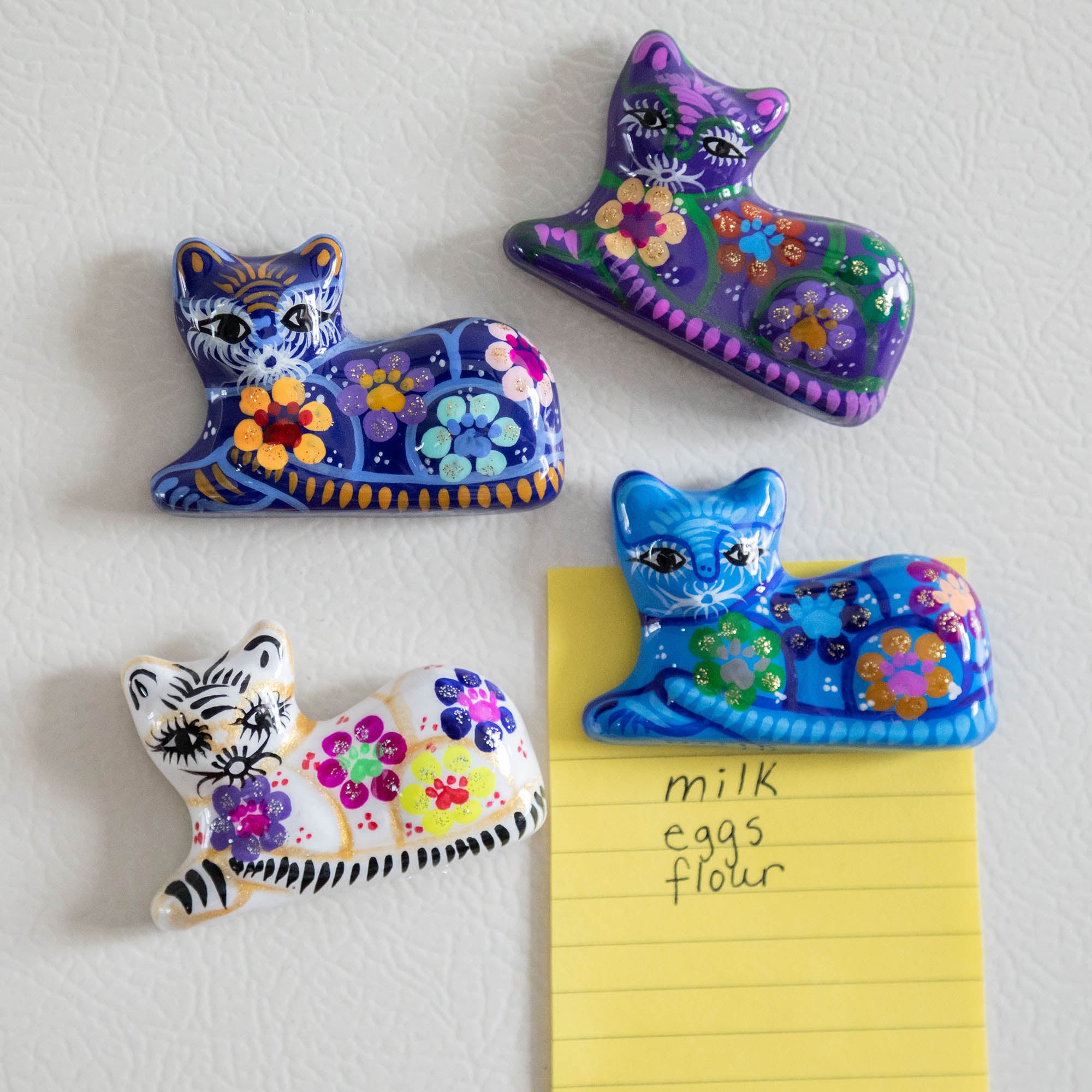 Premium Hand-Painted Ceramic Cat Magnet - Artisan Crafted