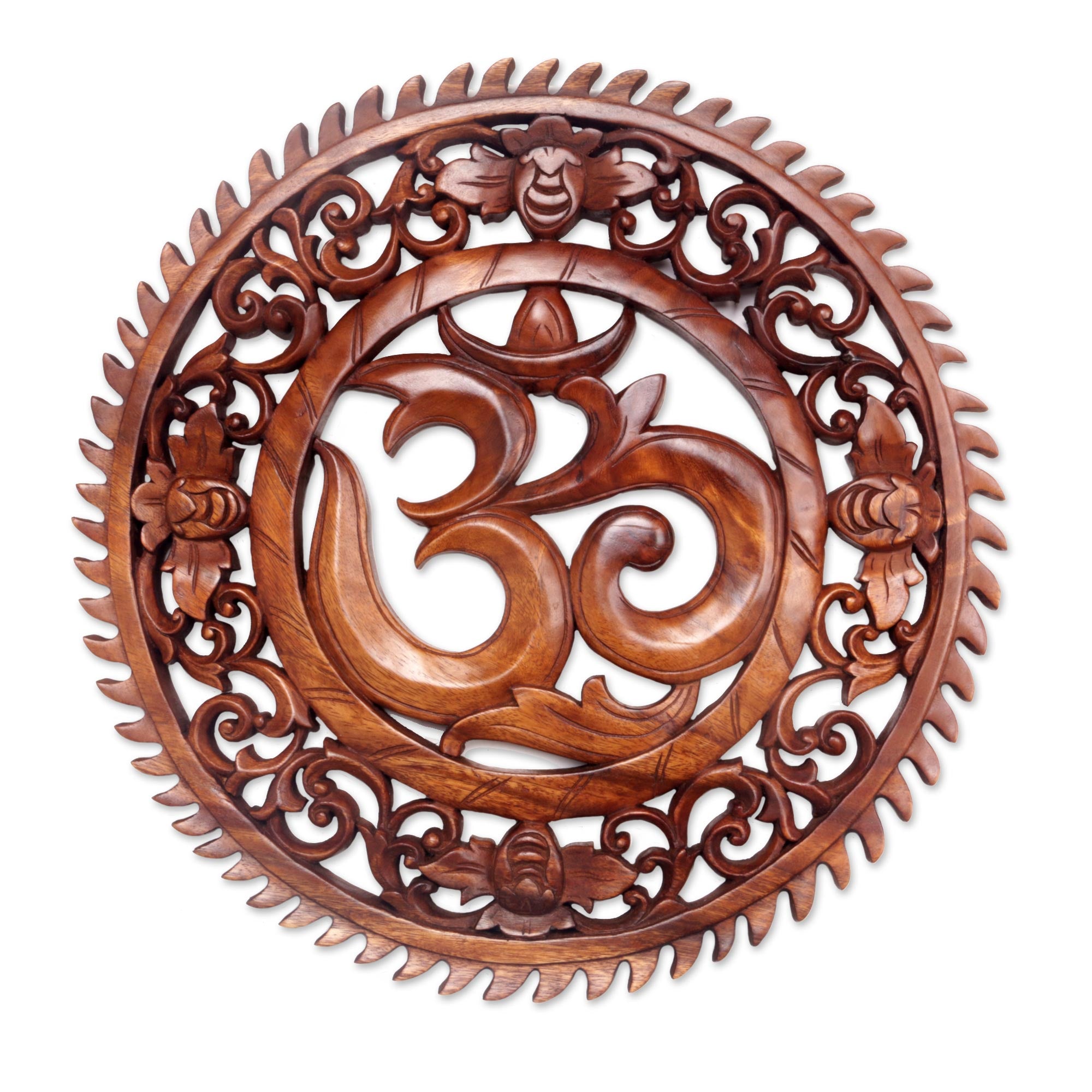 Premium Om Serenity Hand Carved Wood Wall Art from Bali