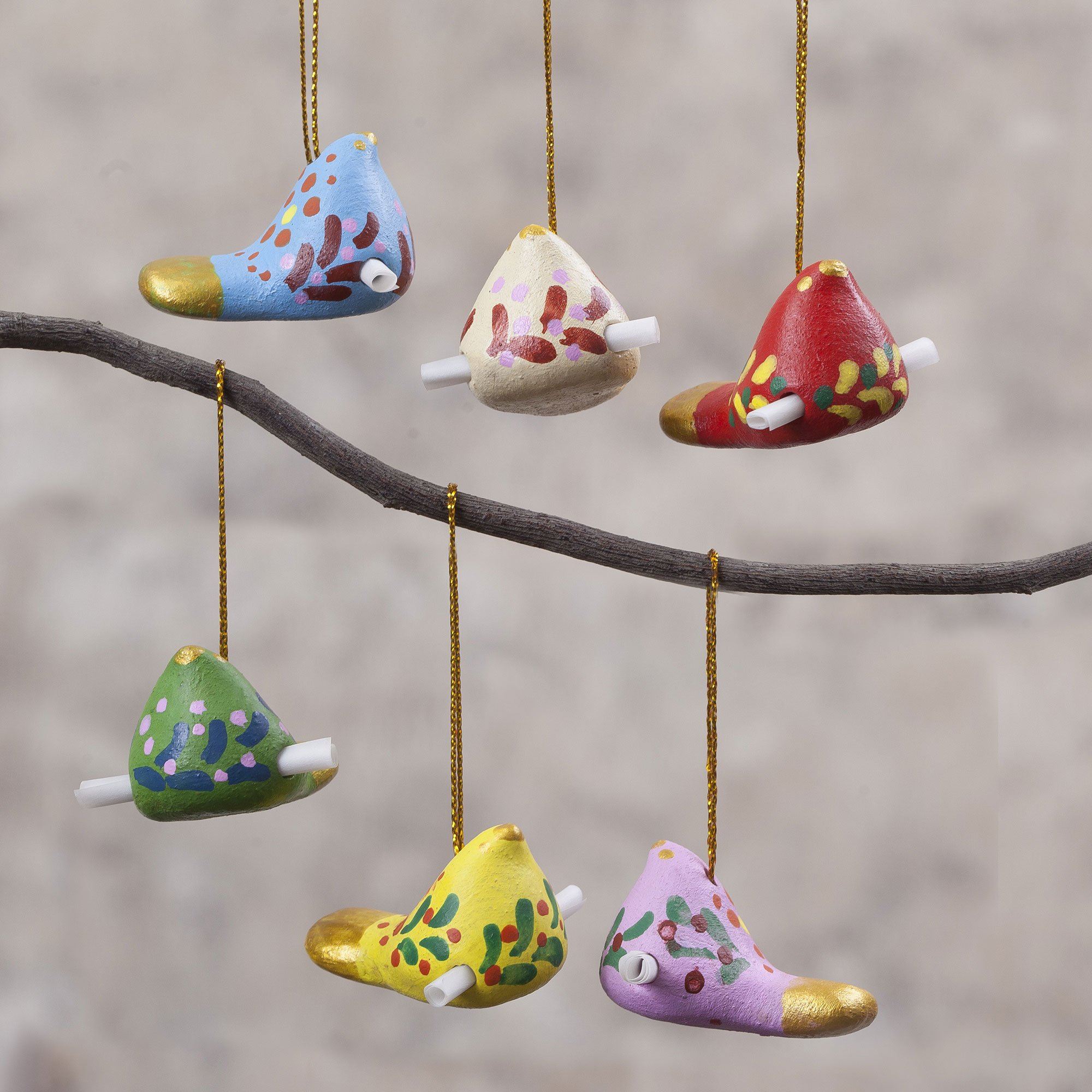 Premium Christmas Dove Ornaments - Handcrafted Set of 6