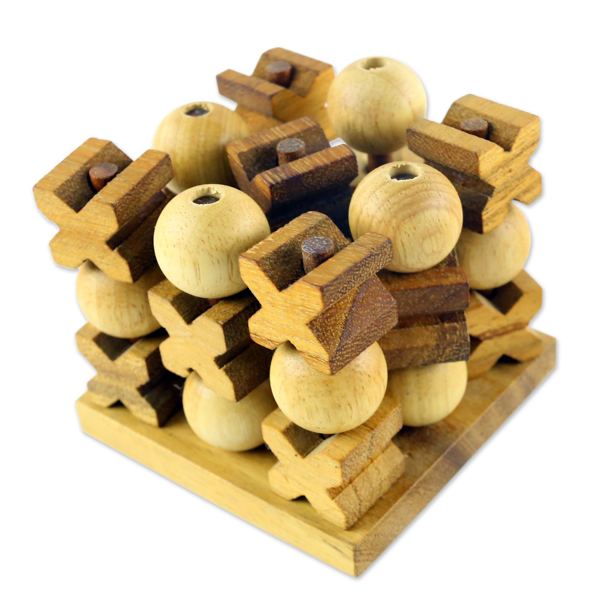Premium 3D Rain Tree Wood Tic-Tac-Toe Game - Ultimate Family Fun