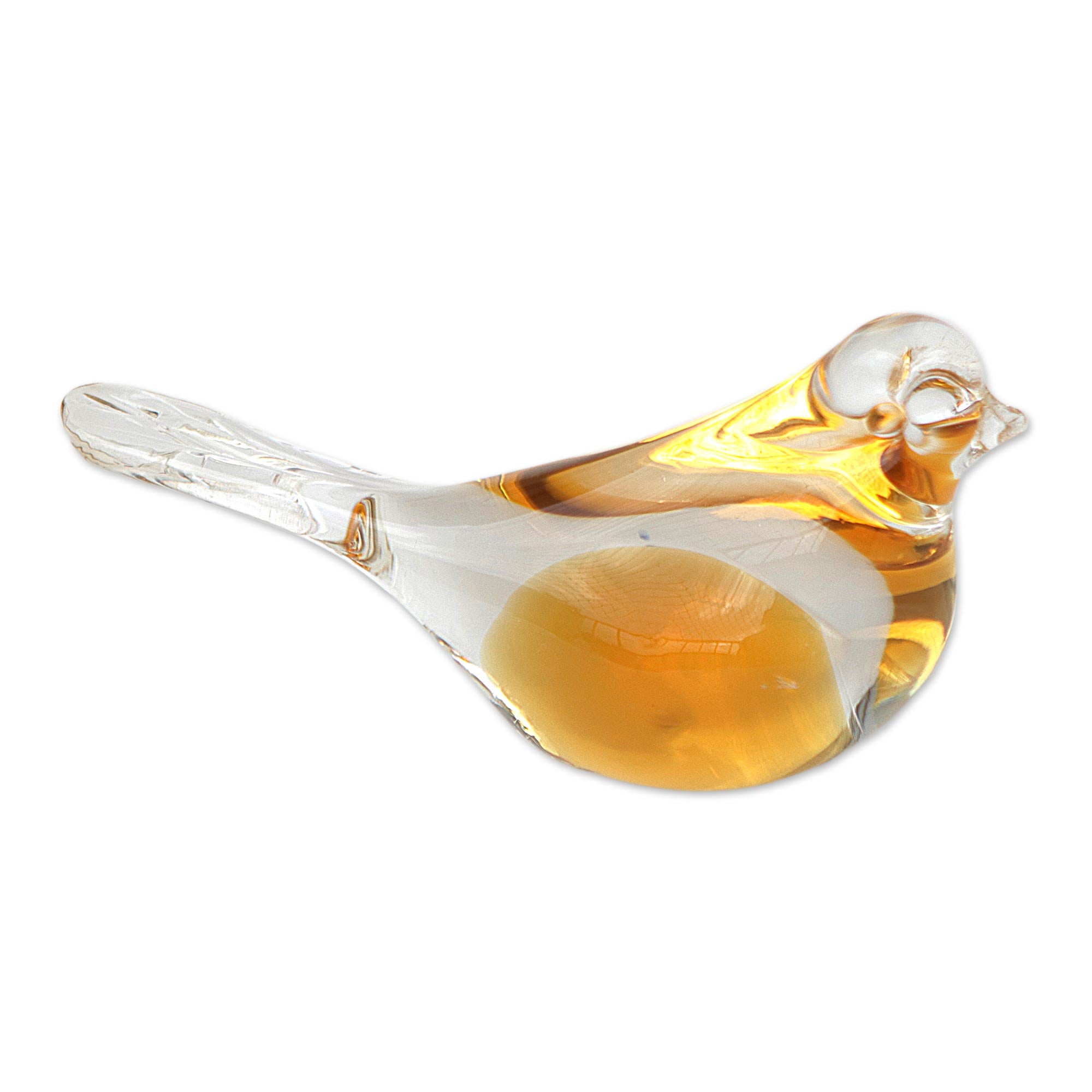 Premium Handblown Brazilian Yellow Bird Art Glass Paperweight