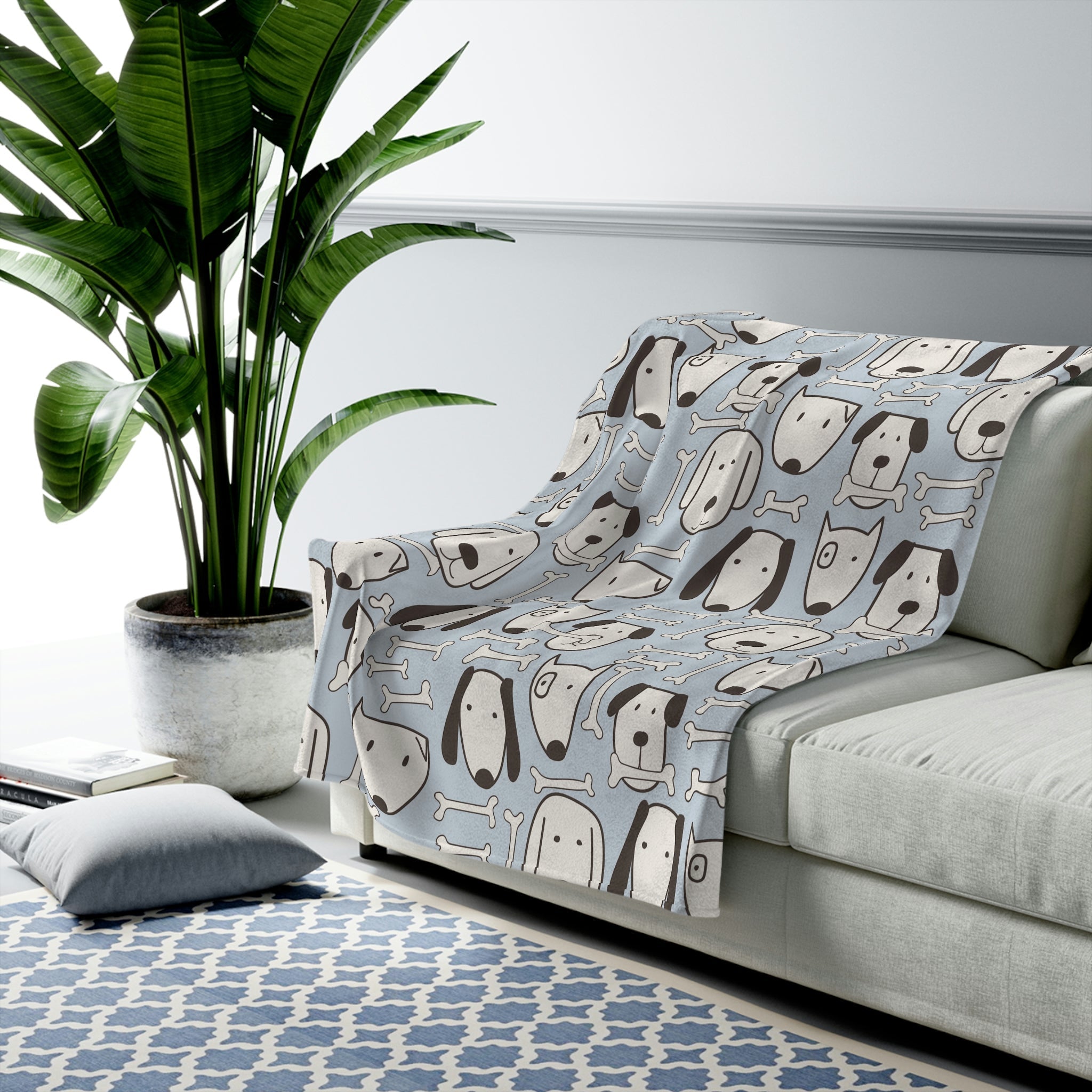 Premium Dog & Bone Plush Throw Blanket
