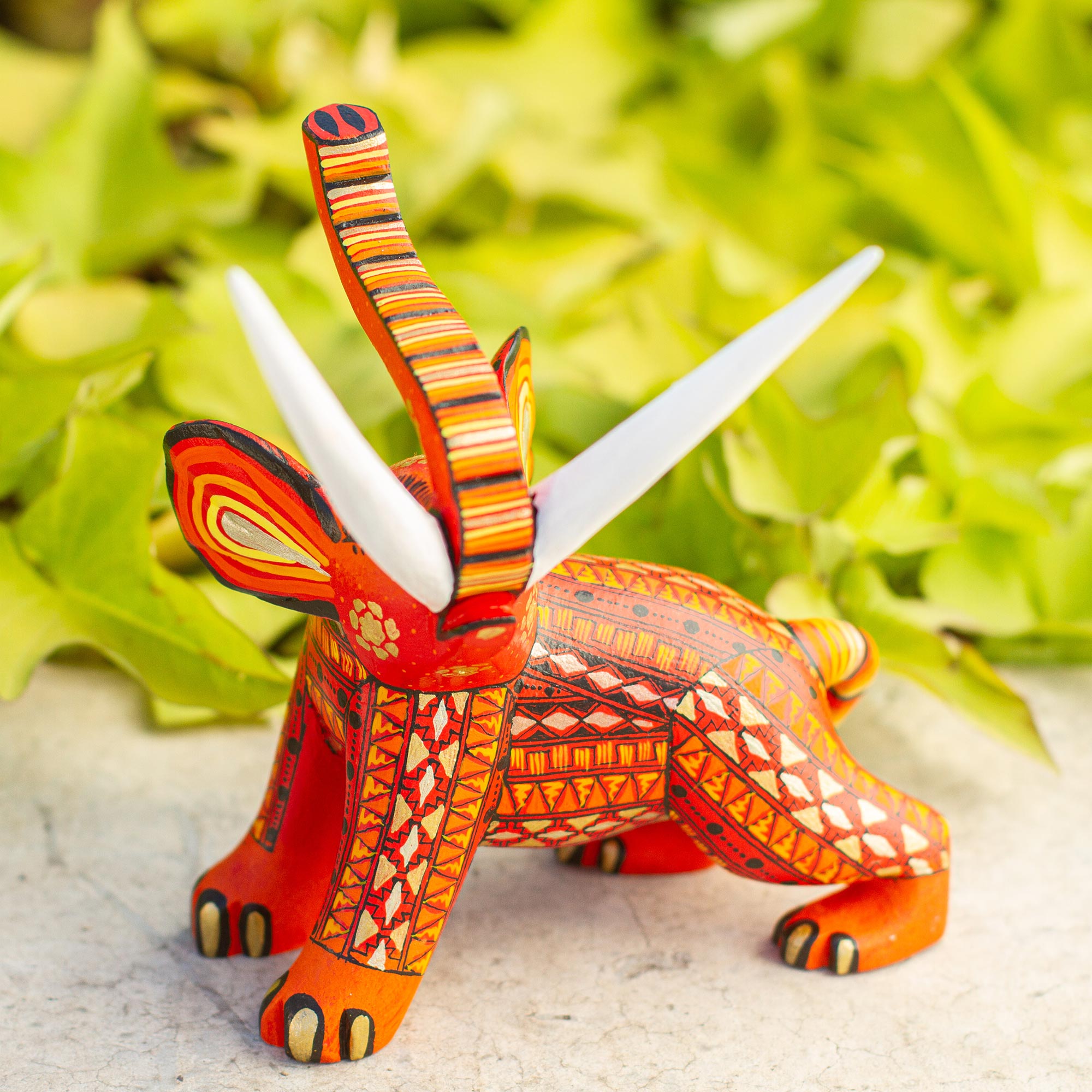 Premium Hand-Carved Orange Elephant Figurine – Mexican Artisan Craft
