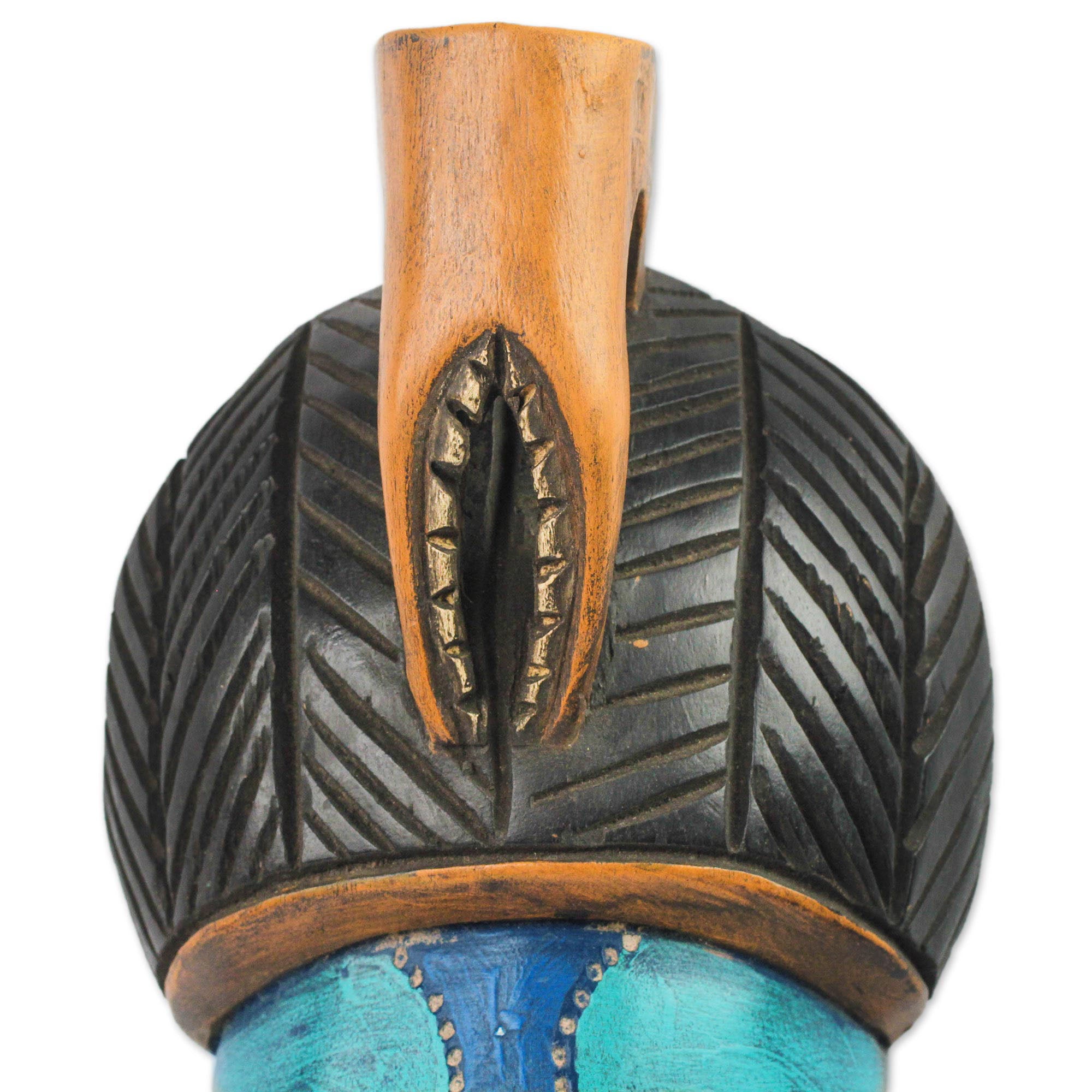 Premium Handcrafted African Wood Mask - Emiyi Blue from Ghana