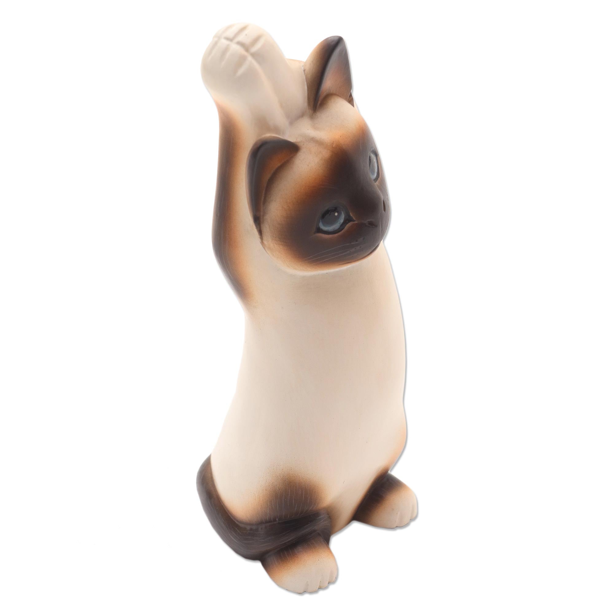 Premium Siamese Cat Yoga Statue - Handcrafted Wooden Art