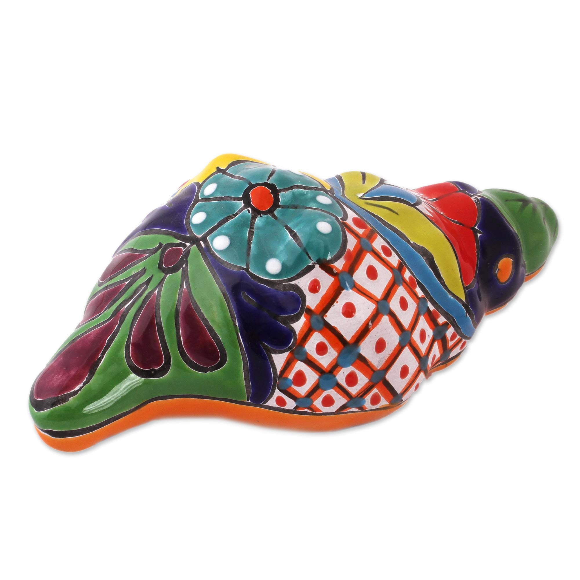 Premium Talavera Ceramic Conch Sculpture - Handcrafted Wall Art from Mexico