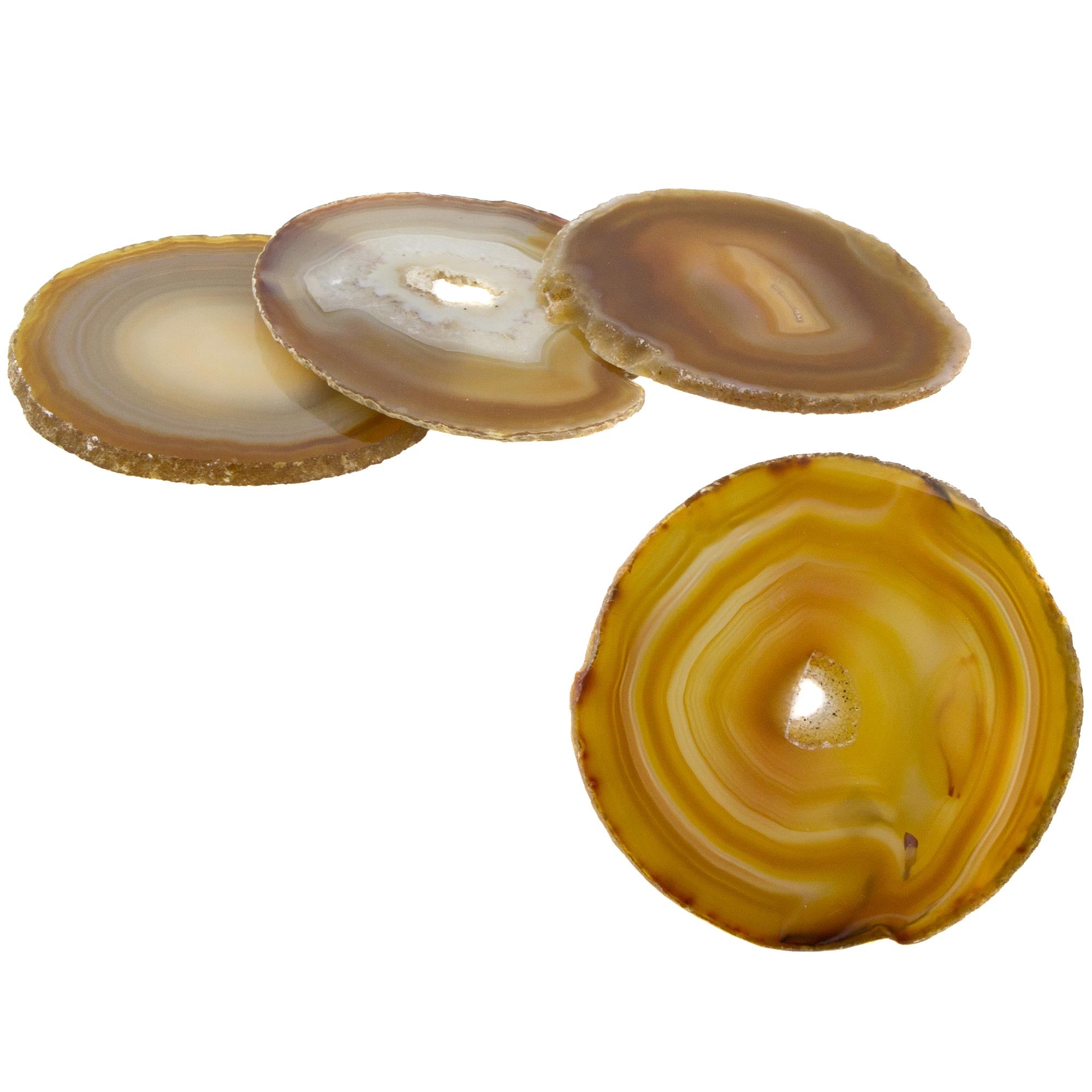 Premium Natural Caramel Agate Coasters Set of 4 – Handcrafted in Brazil