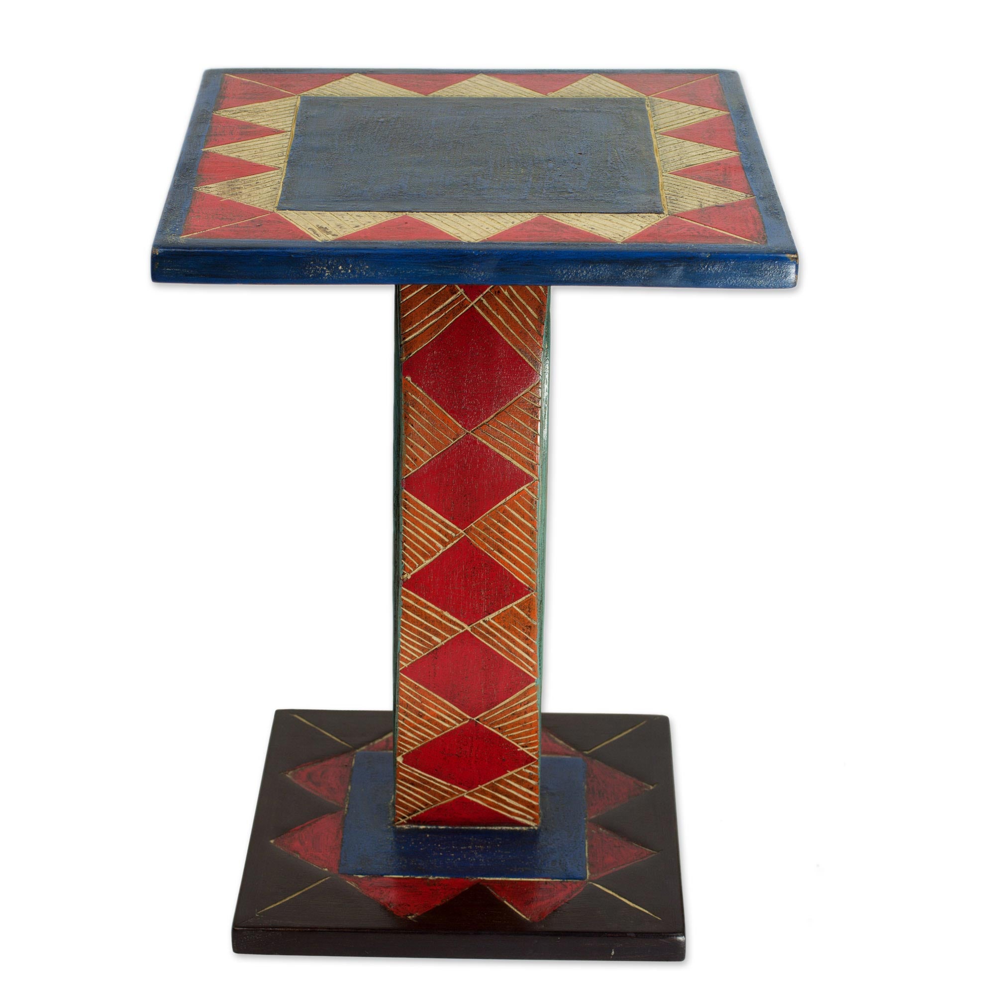 Premium Rustic Leaf Handcrafted Cedar Wood Accent Table - Geometric Design