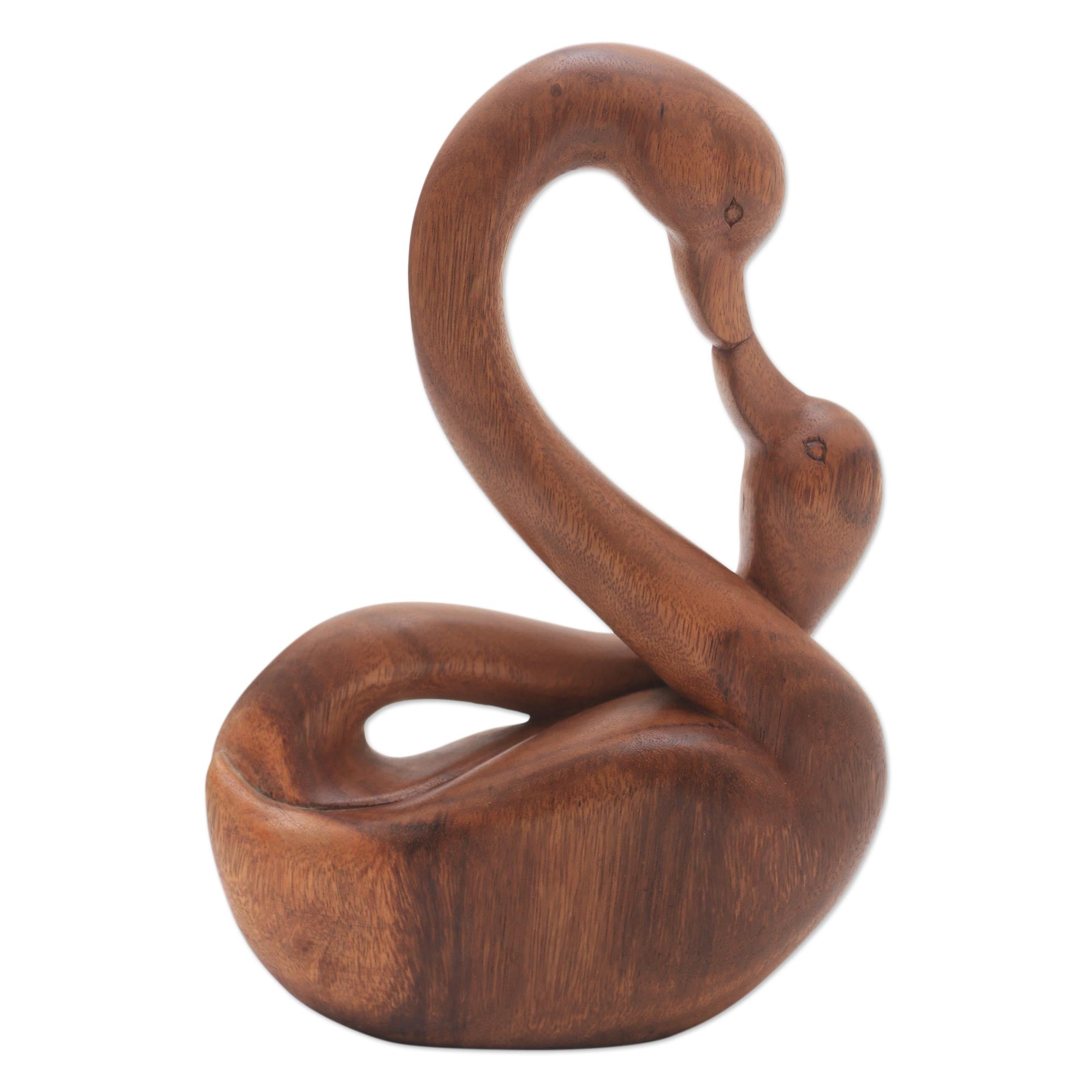 Premium Mother and Child Goose Sculpture - Hand-Carved Suar Wood Art from Bali