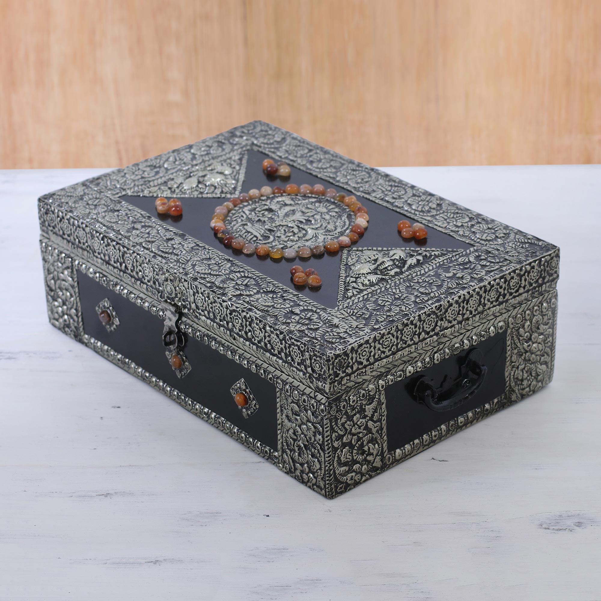 Premium Charisma Repousse Brass Jewelry Box - Ultimate Storage for Your Treasures