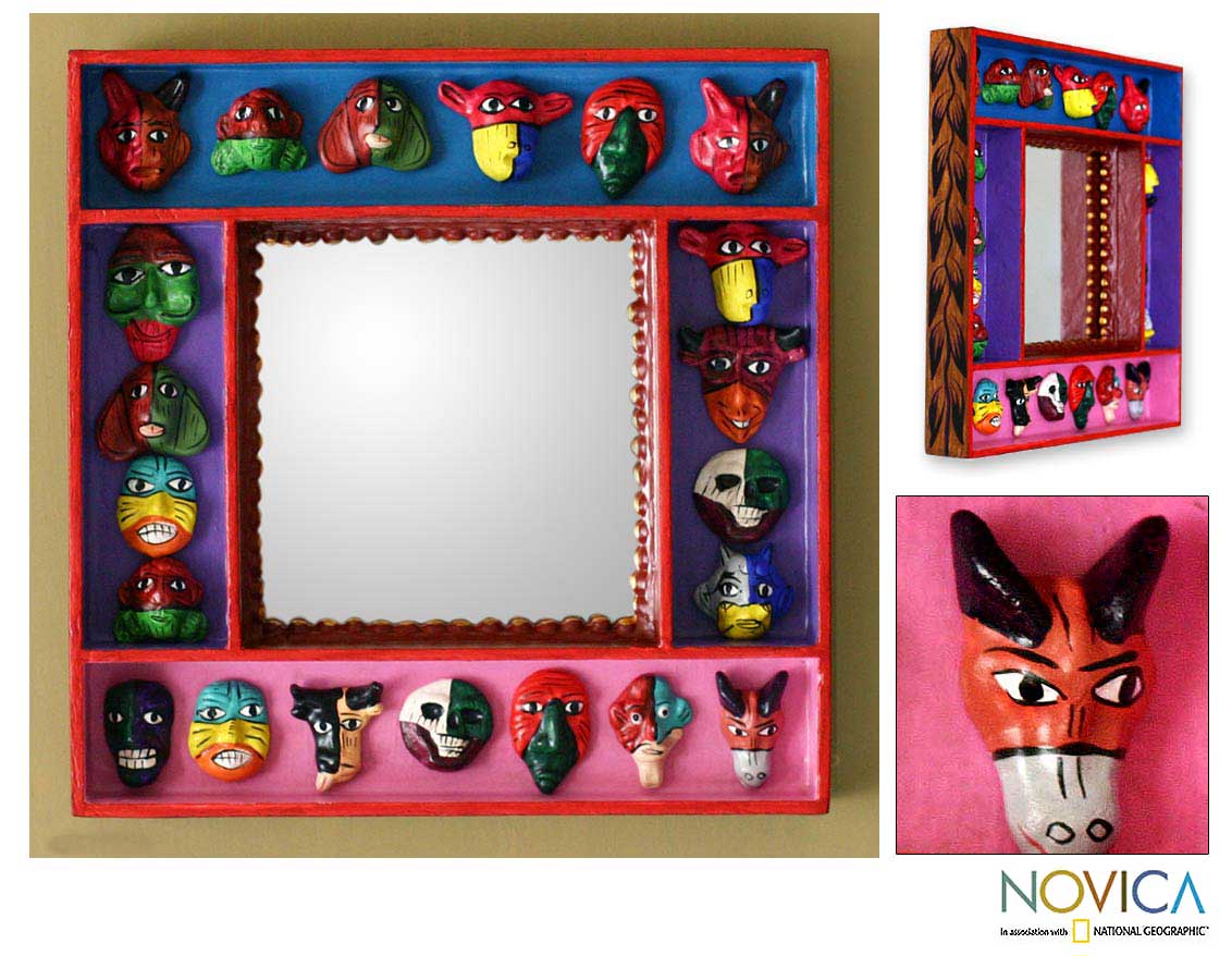 Premium Andes Masks Wall Mirror - Handcrafted Art Piece