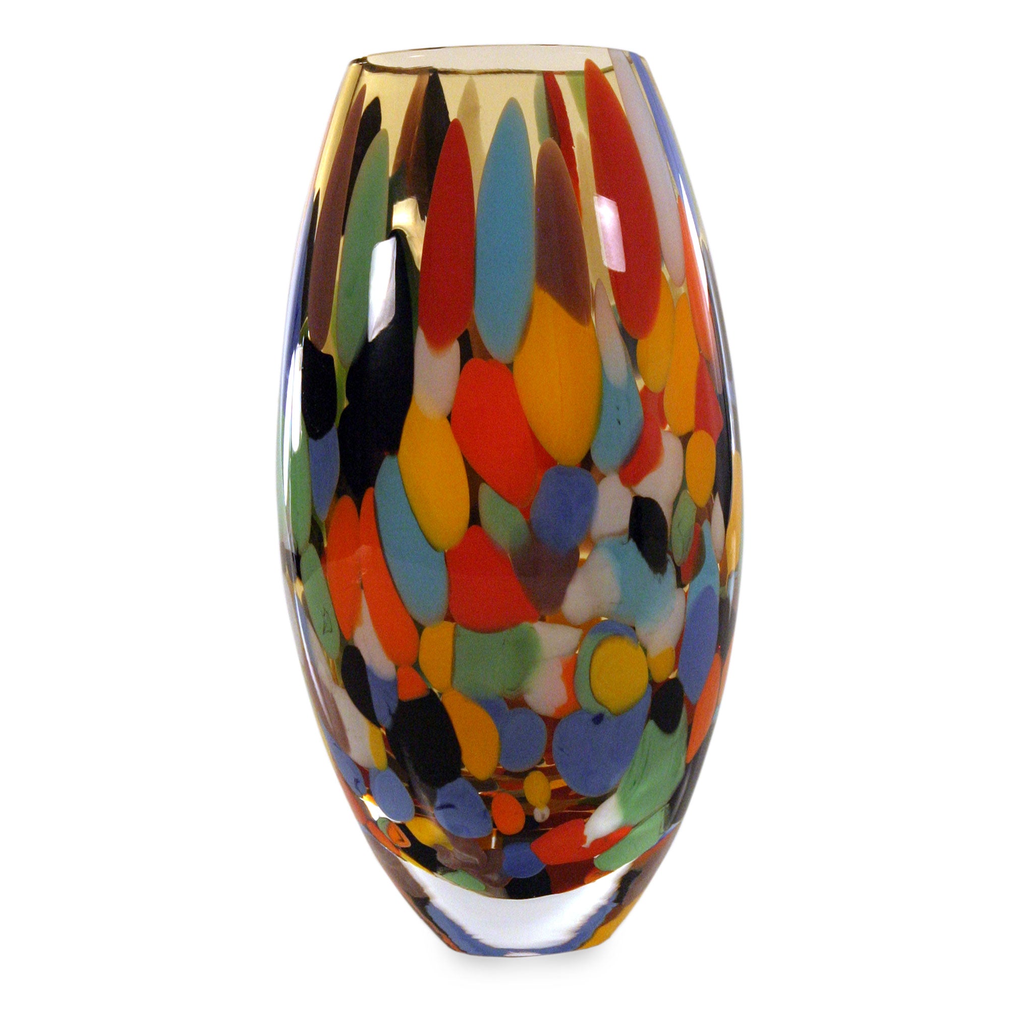 Premium Murano Inspired Glass Vase - Carnival Confetti Design (11 inch)