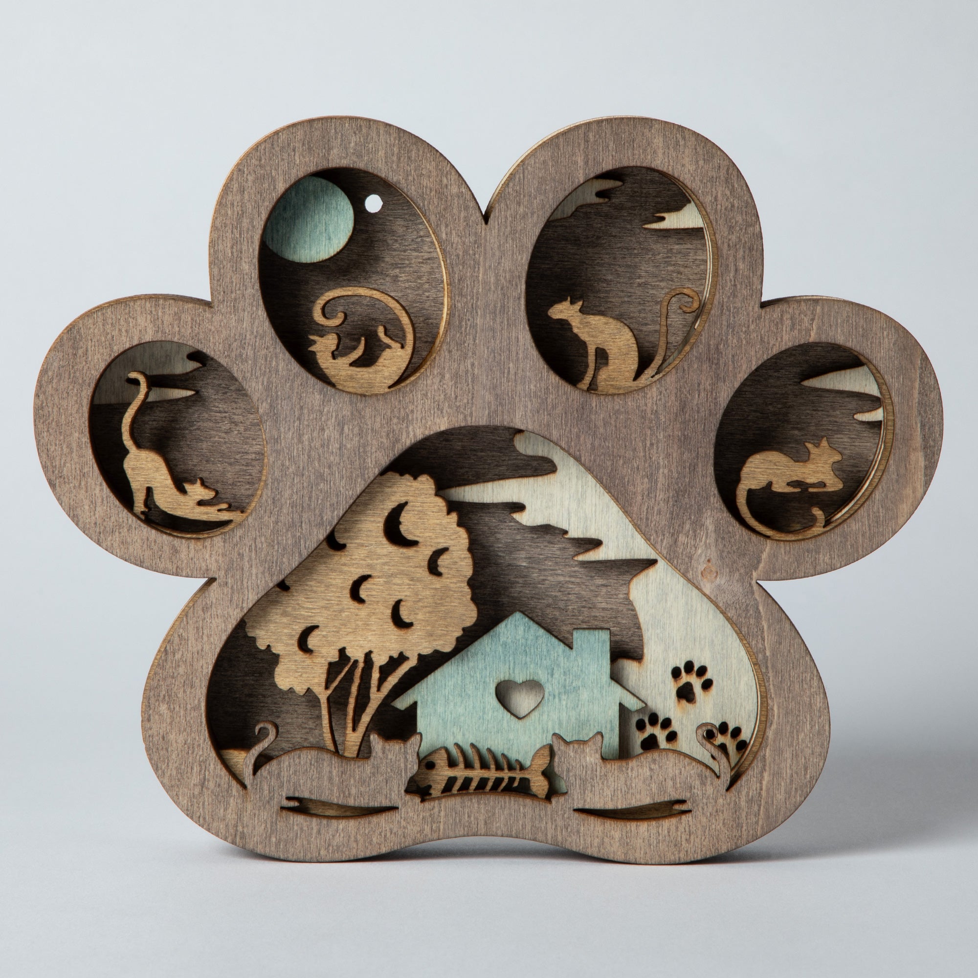 Premium Baltic Basswood Paw Print Shelf Decor - Ultimate Pet Lover's Collection