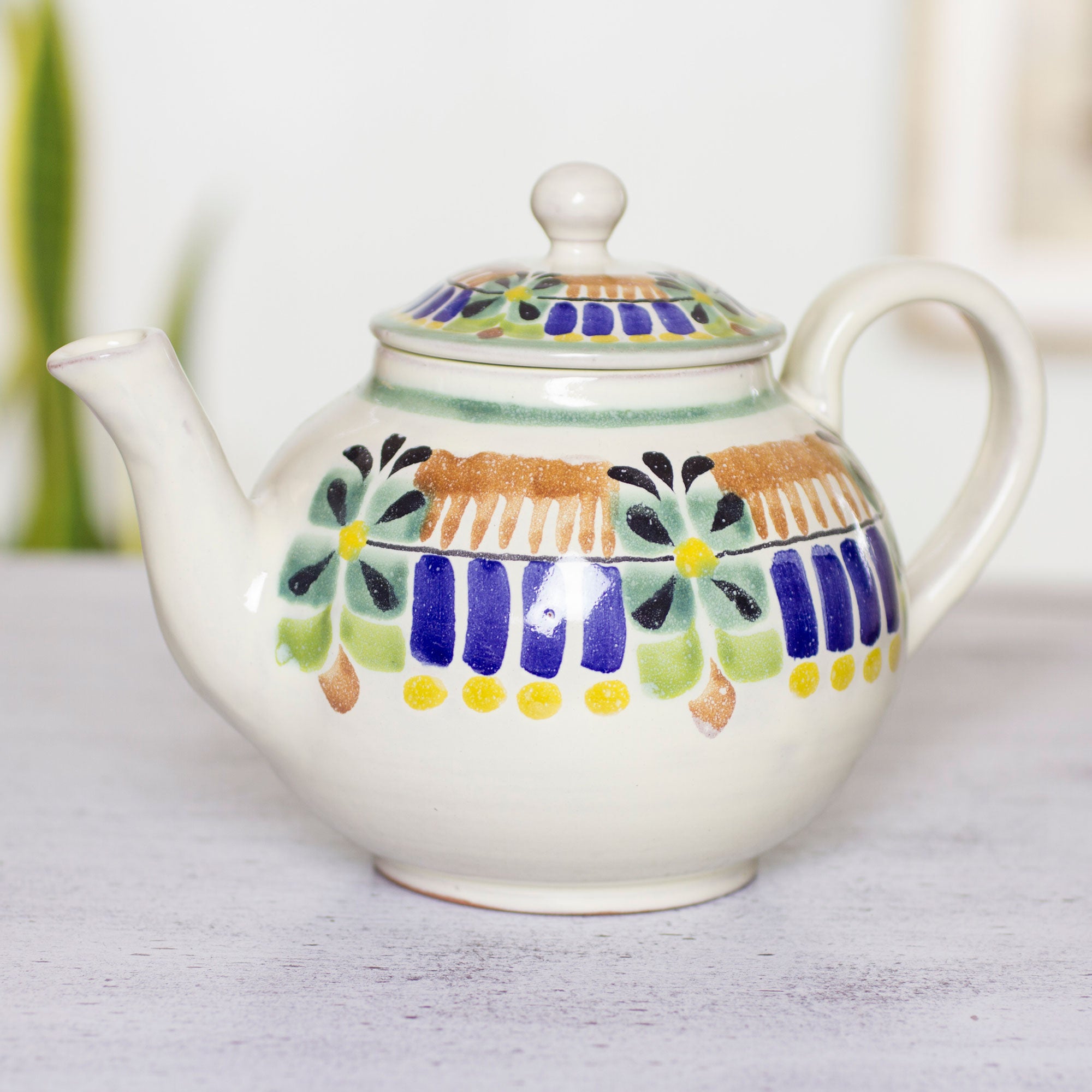 Premium Acapulco Mexican Majolica Teapot - 20 oz Handcrafted Masterpiece