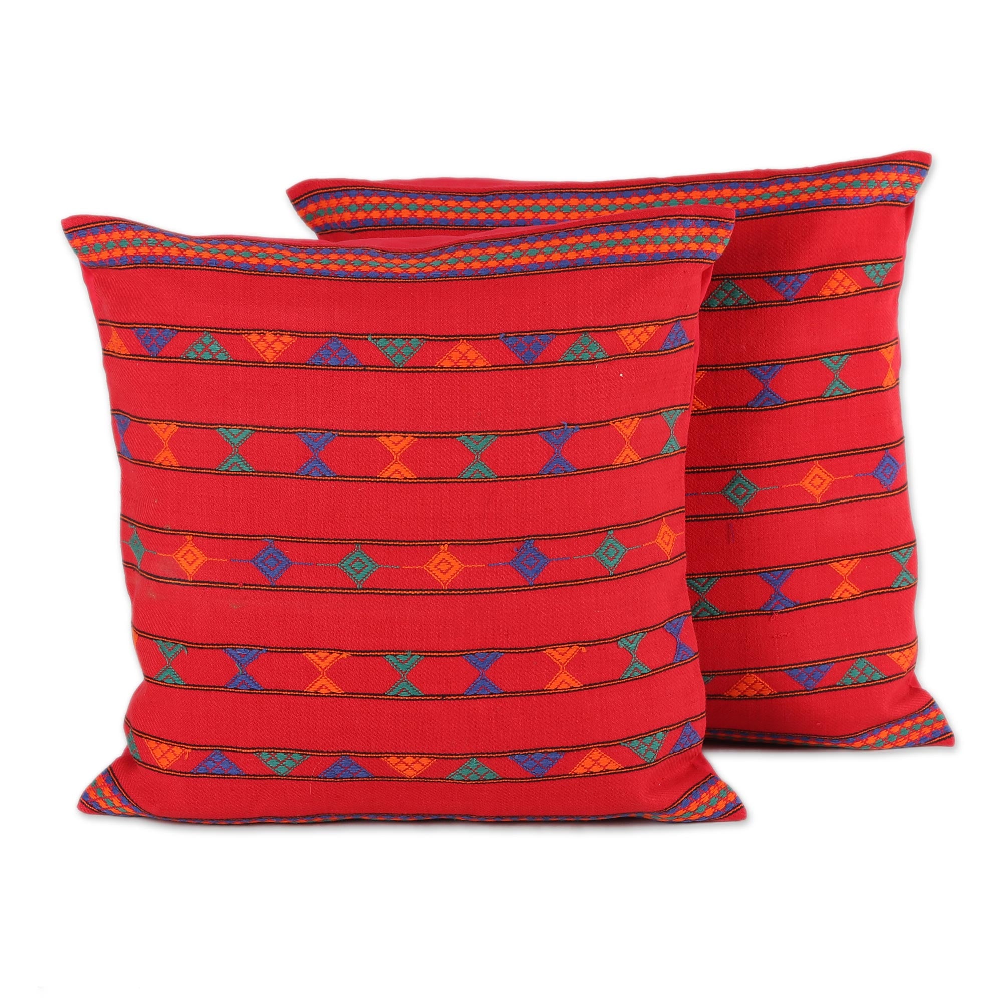 Premium Desert Ruby Red Bollywood Throw Pillow Cover - Handmade Cotton Elegance